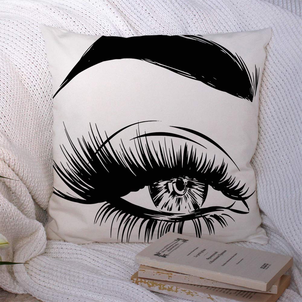 Stylish Silhouette Lady Eye Design Throw Pillow Covers - 20x20 Inch Decorative Polyester Cushion Cases for Sofa, Couch & Bed - Perfect for Living Room Decor, Bedroom Accents & Home Fashion Styling