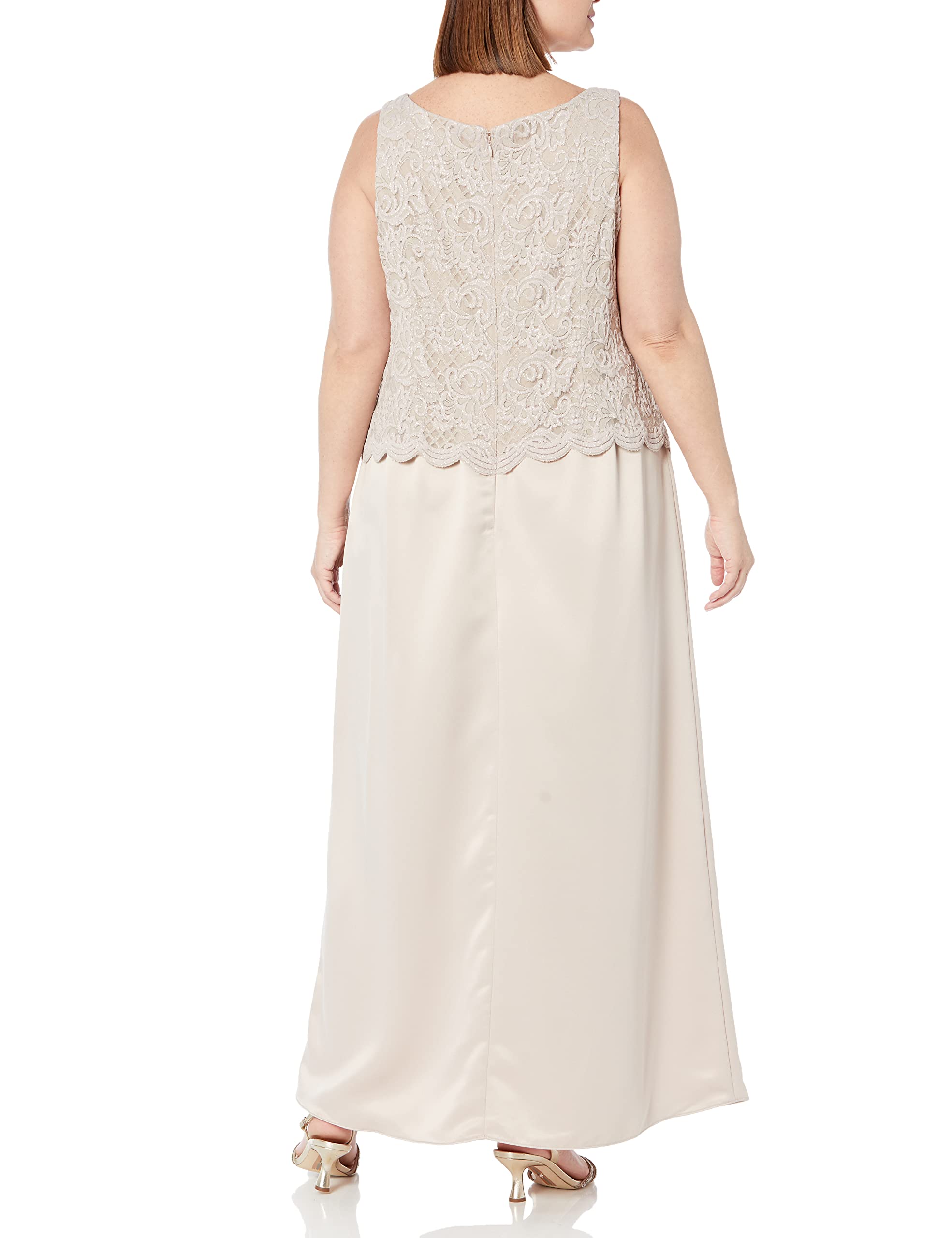 Alex Evenings Women's Plus Size Long A-Line Mock Dress with Jacket | Formal Evening Gown for Weddings, Parties & Special Occasions | Elegant Plus Size Dress with Matching Jacket