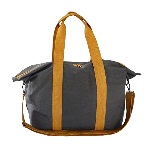 Virine Water-Resistant Nylon Carry All Tote Bag - Grey | Multi-Purpose Travel, Diaper, Overnight & Gym Bag for Women & Men | Perfect for Work, Vacation & Daily Use