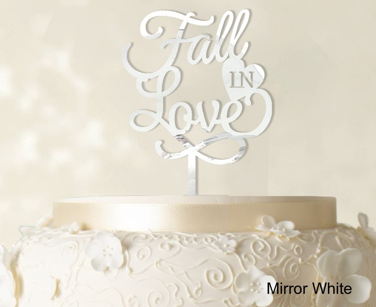 Personalized 'Fall in Love' Wedding Cake Topper - 6