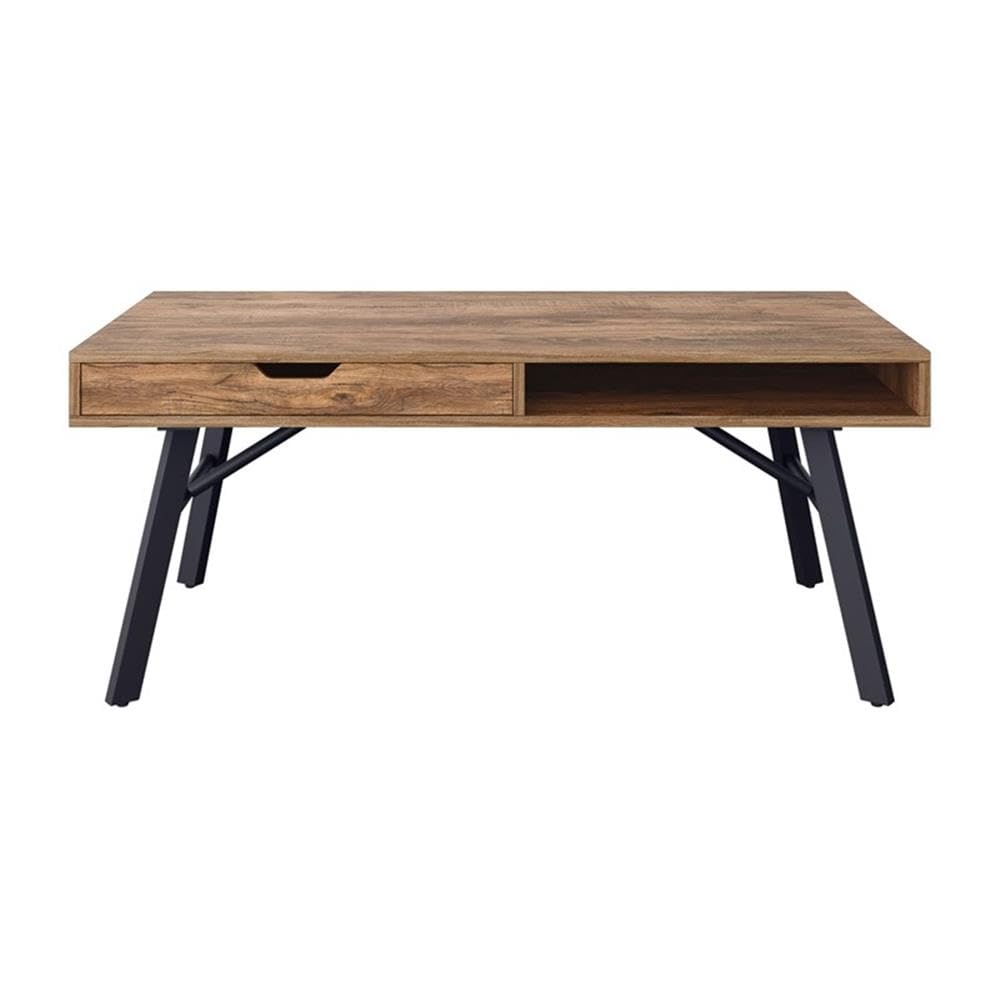 CorLiving Auston Rustic Brown Engineered Wood Coffee Table with Wood Grain Finish - Perfect for Living Room, Home Decor & Farmhouse Style Furniture