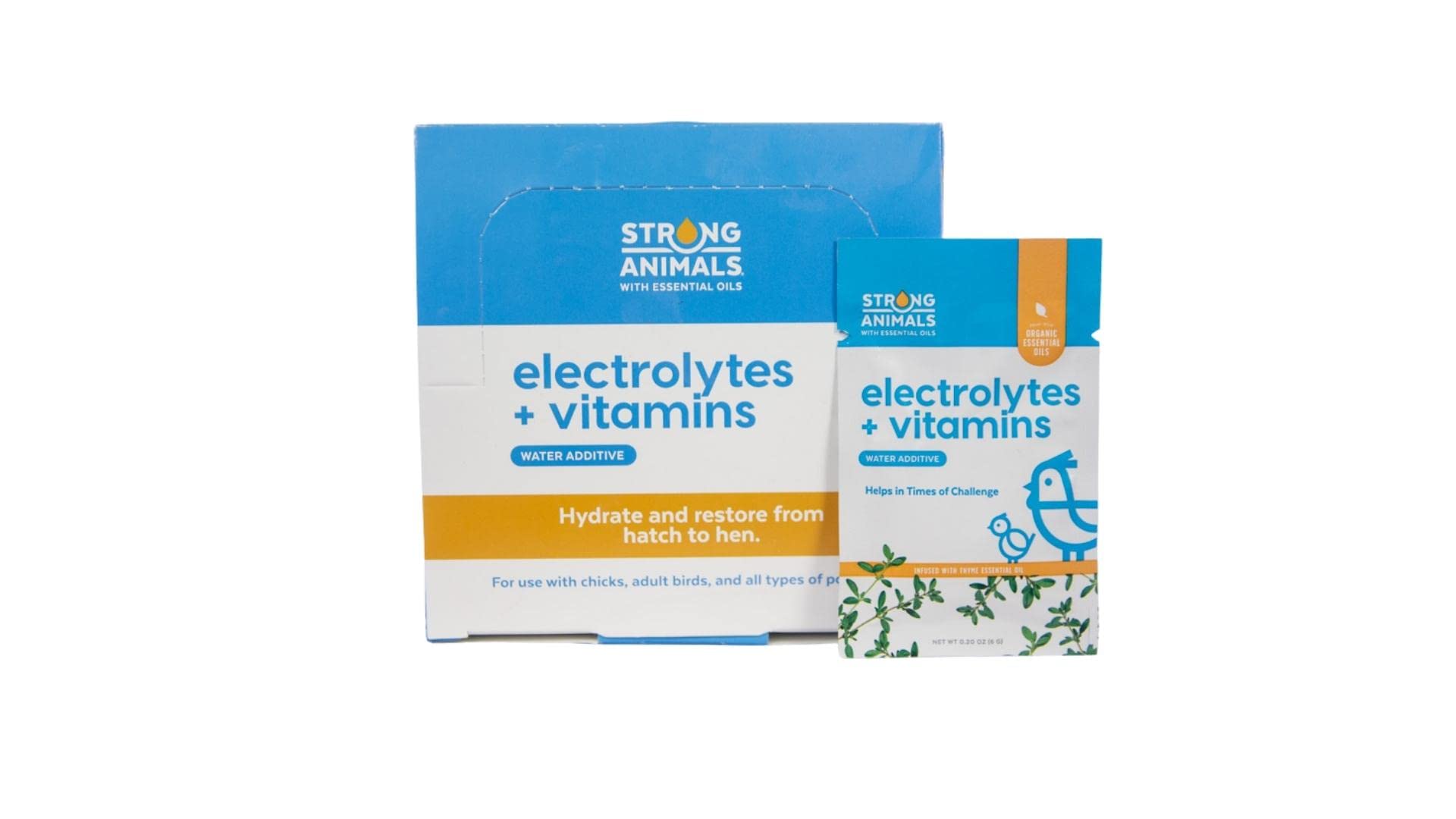 Electrolytes & Vitamins for Chickens - Rehydration Supplement with Thyme Essential Oils (30 Servings) | Ideal for Backyard Flocks, Poultry Hydration & Recovery