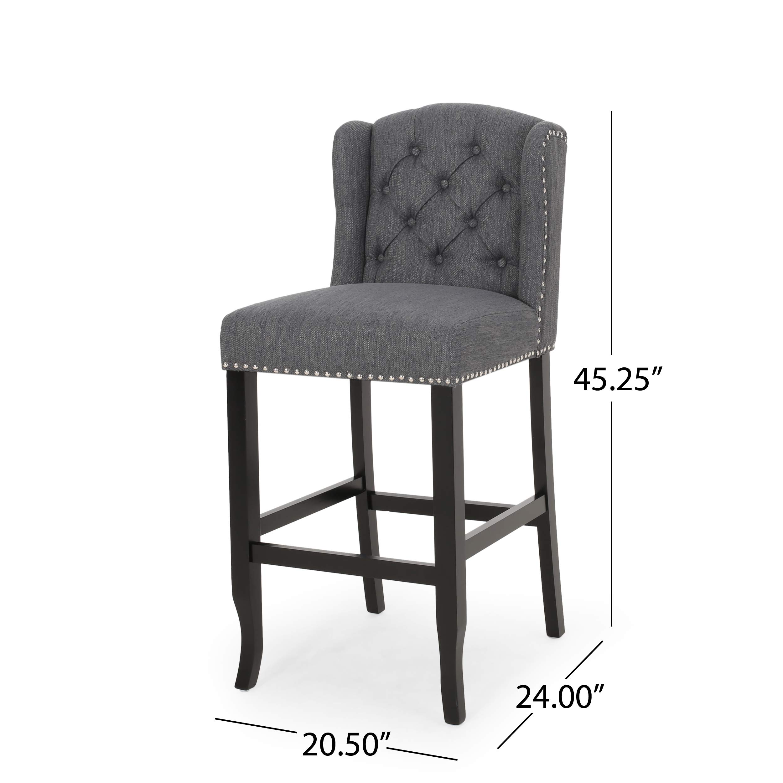GDF Studio Dark Brown Barstool Set of 2 - Counter Height Bar Stools for Kitchen Island, Breakfast Nook & Home Bar