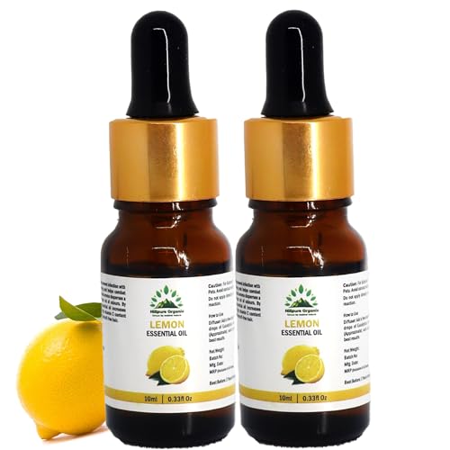 Hillpure Organic Lemon Essential Oil - 100% Pure & Natural for Skin, Hair, Aromatherapy, Diffuser & Candle Making - 20ml (2x10ml) - Perfect for Relaxation, Stress Relief & Home Fragrance