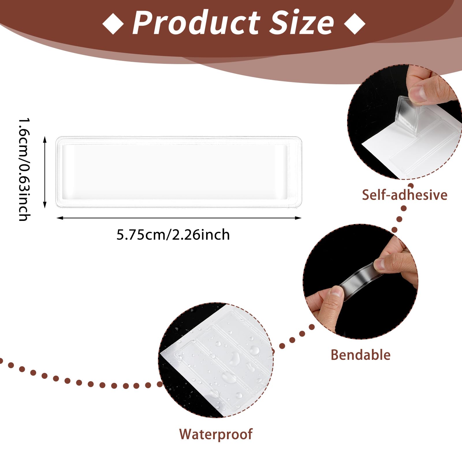 100 Pcs Clear Self-Adhesive Index Card Pockets - Top Open Plastic Label Sleeves for File Folders, Bins & Organizers (5.75x1.6cm) - Perfect for Library, Office & Home Storage Organization
