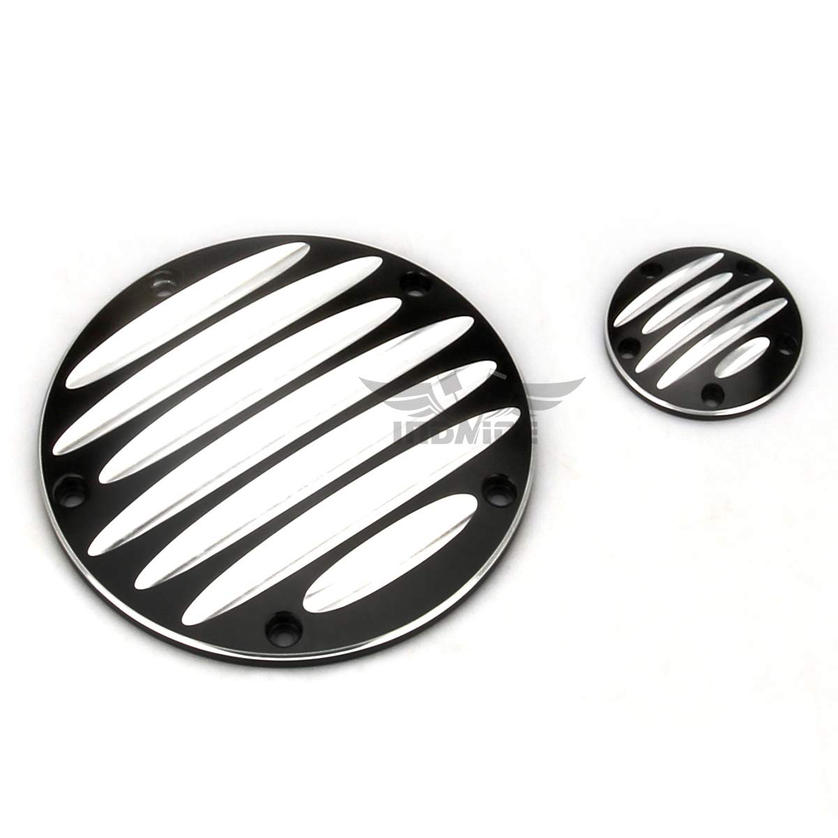 Premium Black Aluminum CNC Cut Derby Timer Cover for Harley Softail Fatboy FLSTF FLSTC (1999-2017) & Road King FLHR Street Glide FLHX (2006-2015) - Durable Motorcycle Accessory for Enhanced Style and Protection