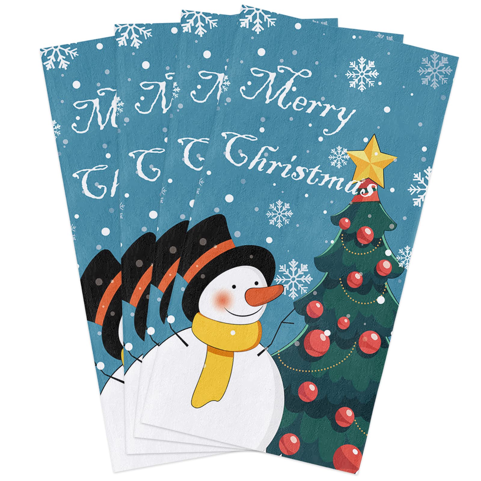 Christmas Kitchen Towels 4 Pack - Soft Absorbent Cotton for Holiday Decor & Gifts