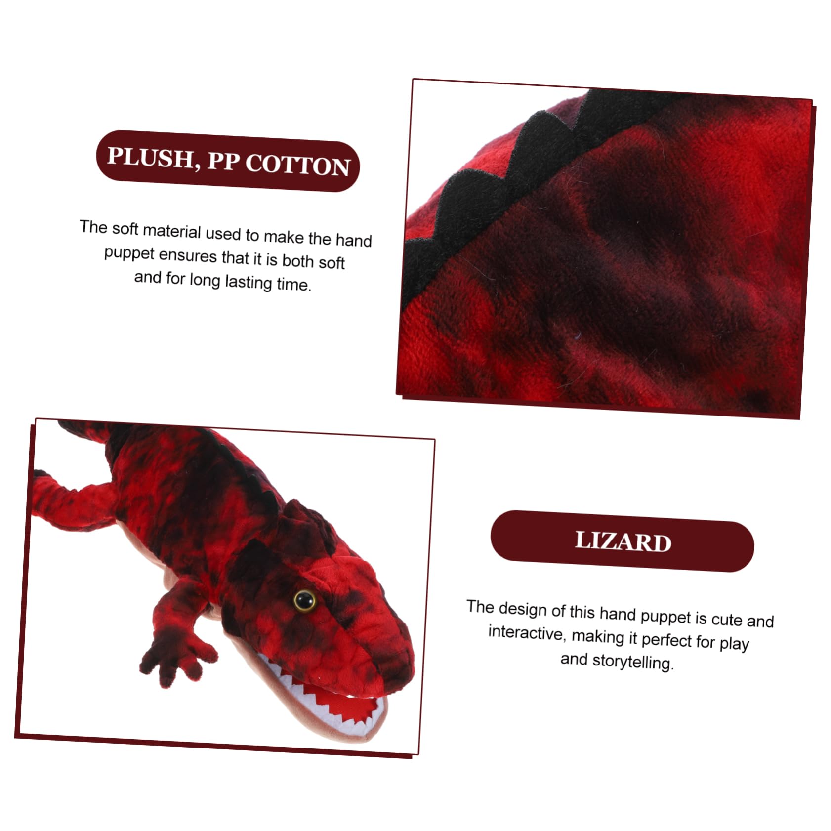 Realistic Lizard Hand Puppet - Soft Cotton & PP Animal Finger Puppet for Kids, Toddler Theater & Storytelling - Fun Educational Toy for Imaginative Play, Preschool Learning & Baby Crawling Activities