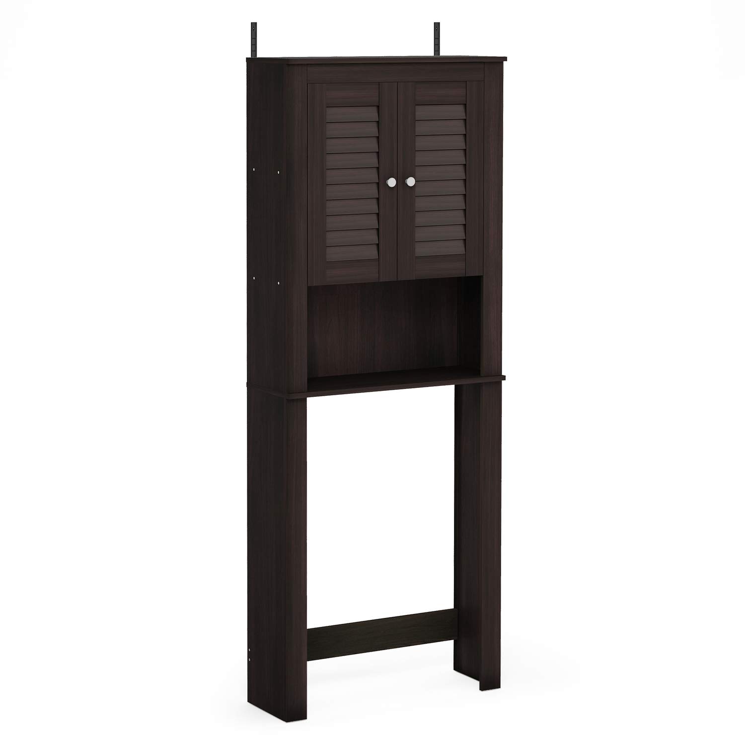 Furinno Indo Louver Door Bathroom Storage Cabinet in Espresso - Perfect for Organizing Towels, Toiletries & Bathroom Essentials