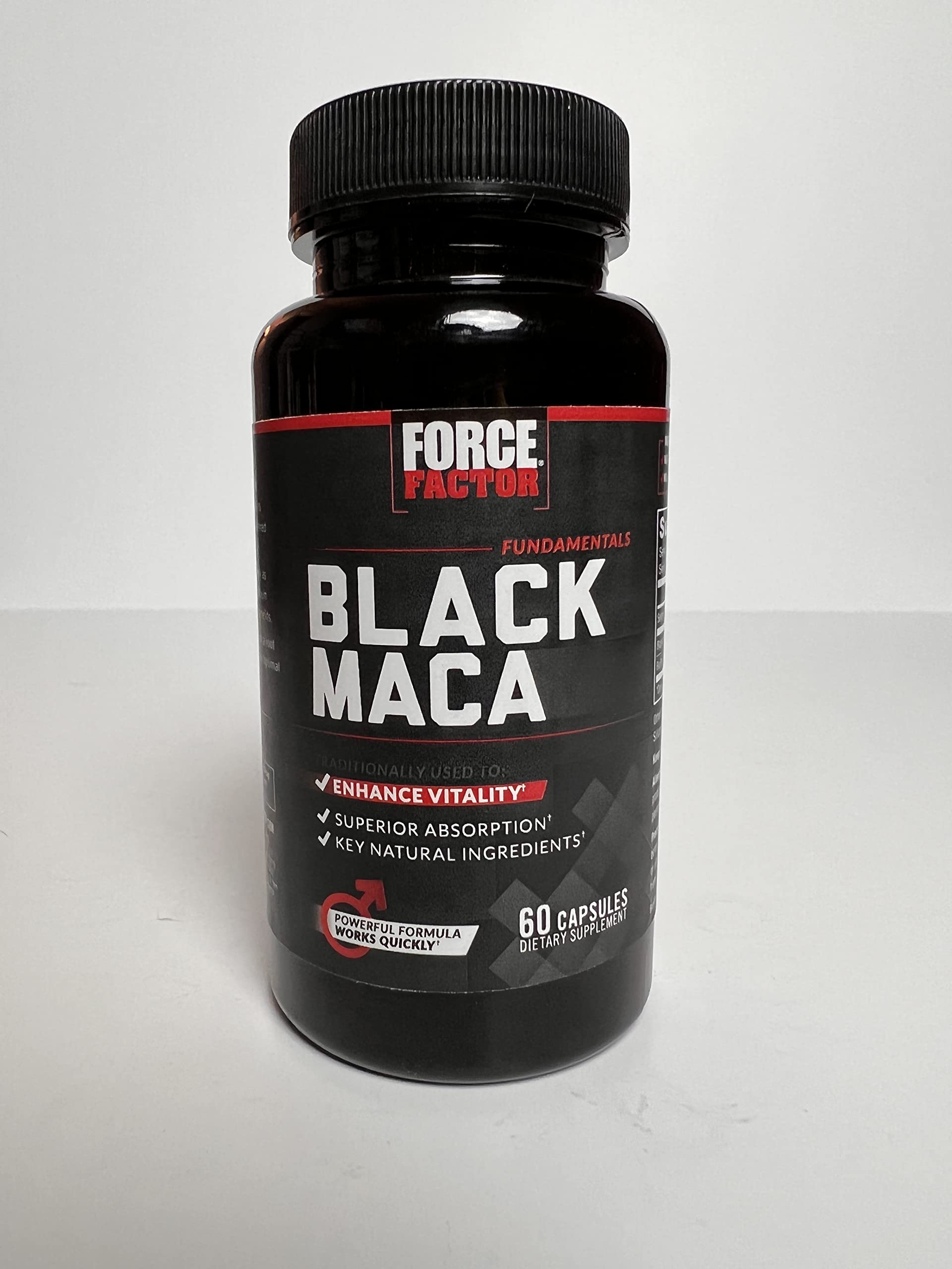 Force Factor Black Maca Root Supplement for Men - 1000mg Natural Maca Negra Extract with Superior Absorption, 60 Capsules - Energy, Stamina & Vitality Booster for Workout, Fitness & Daily Performance