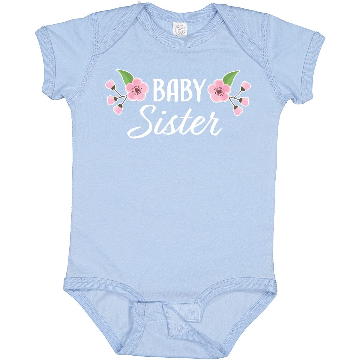 Inktastic Baby Sister with Pink Flowers Baby Bodysuit - Cute & Comfortable Infant Onesie for Newborn Girls - Perfect for Family Photos, Baby Showers & Special Occasions