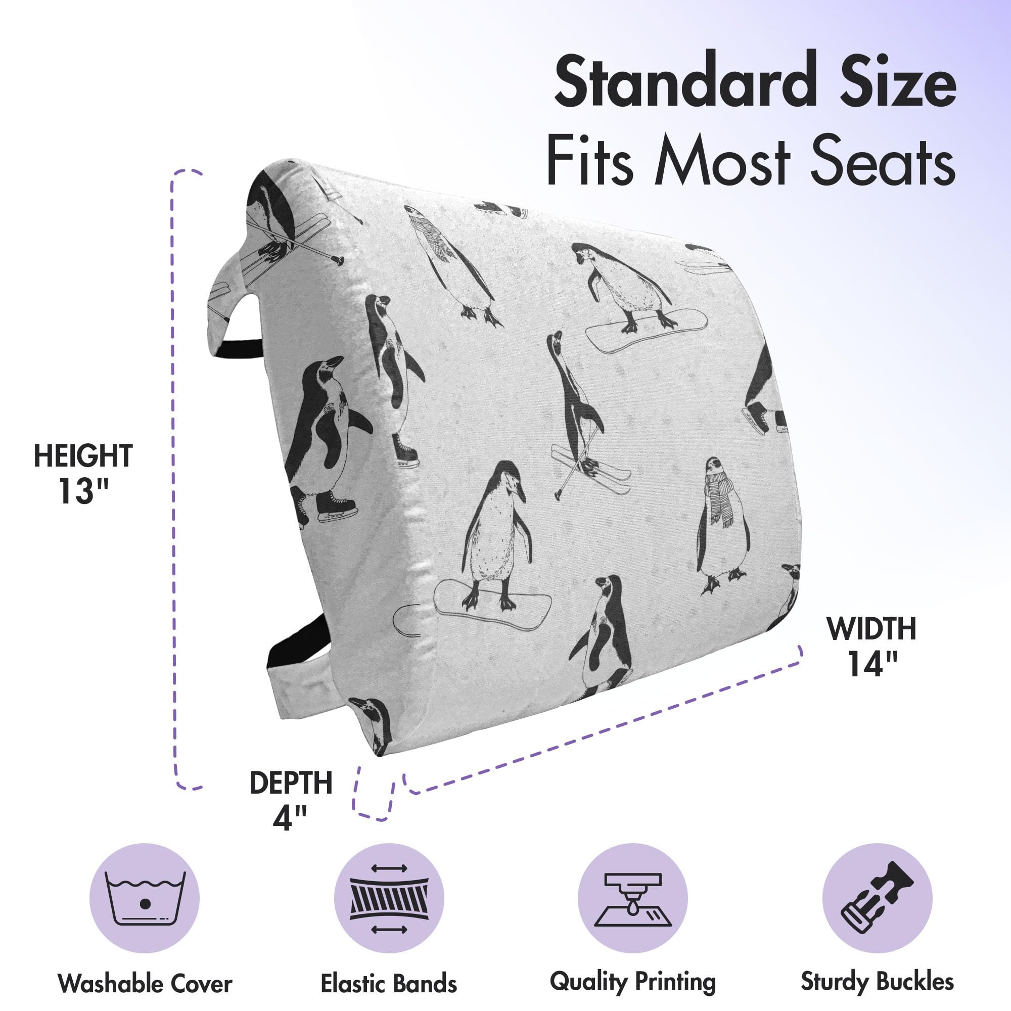 Ambesonne Penguin Lumbar Support Pillow - High Density Foam for Office Chair & Car Seat - 14