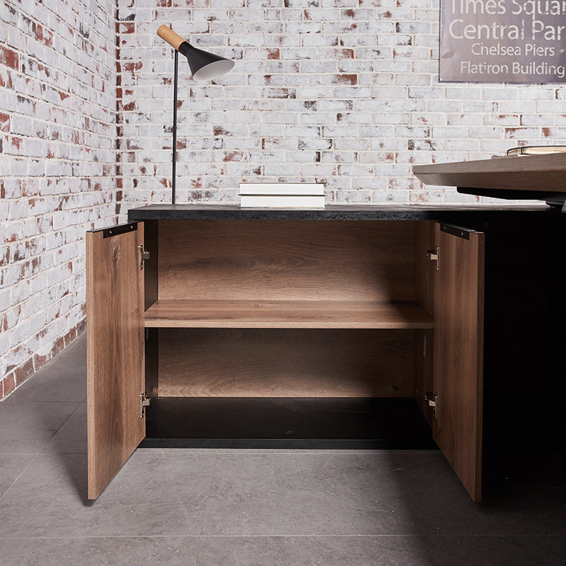 PHOENIX Executive L-Shaped Desk with Left Return 1.8M (70.8 Inches) - Warm Oak & Black Finish - Modern Home Office Furniture for Professionals & Remote Workers