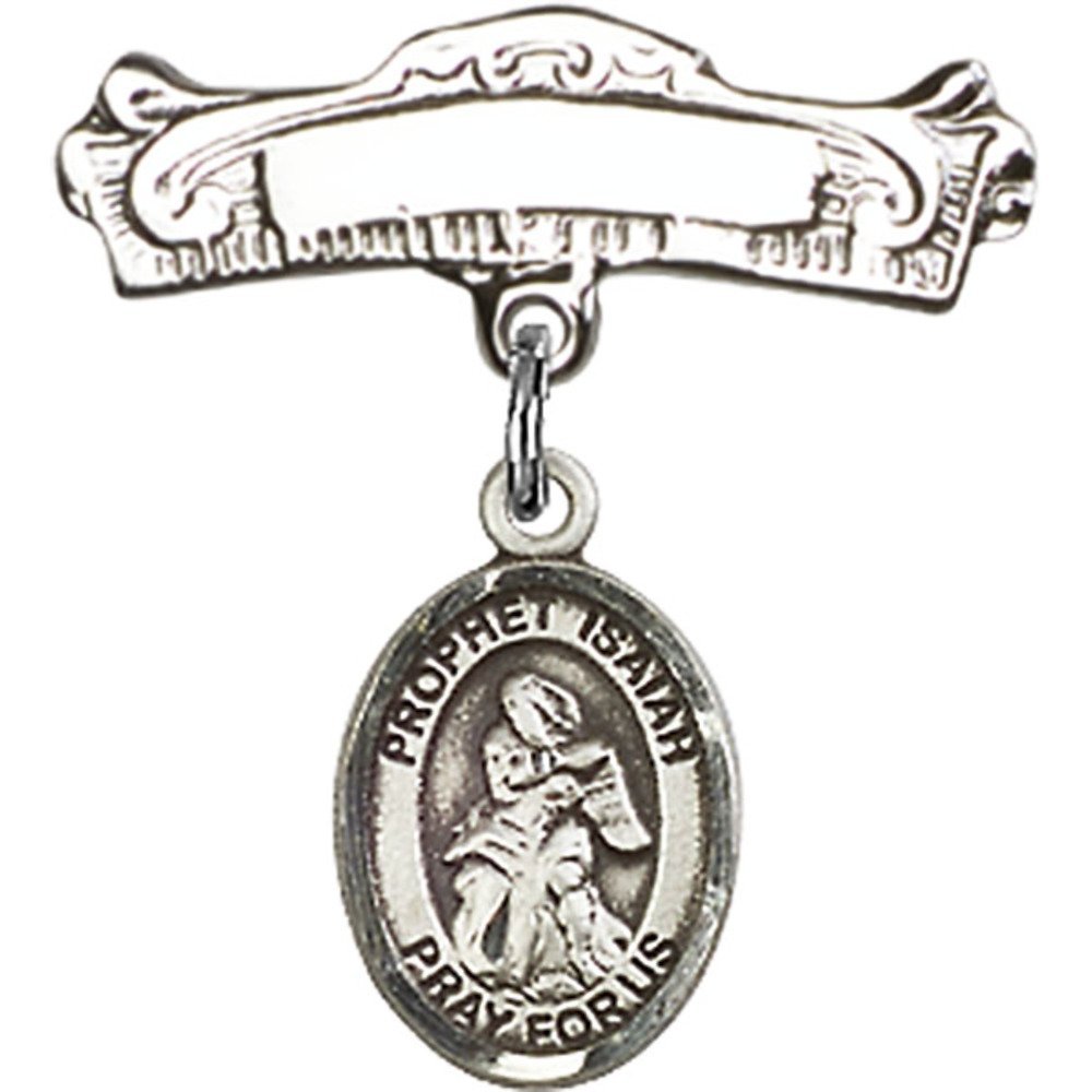 Sterling Silver Baby Badge with St. Isaiah Charm - 7/8