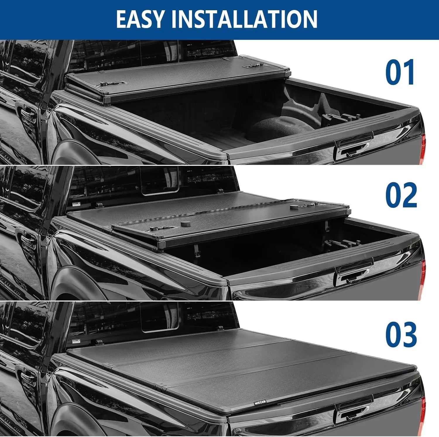 WEIZE Hard Tri-Fold Truck Bed Tonneau Cover for 2016-2024 Toyota Tacoma 5' Bed (60