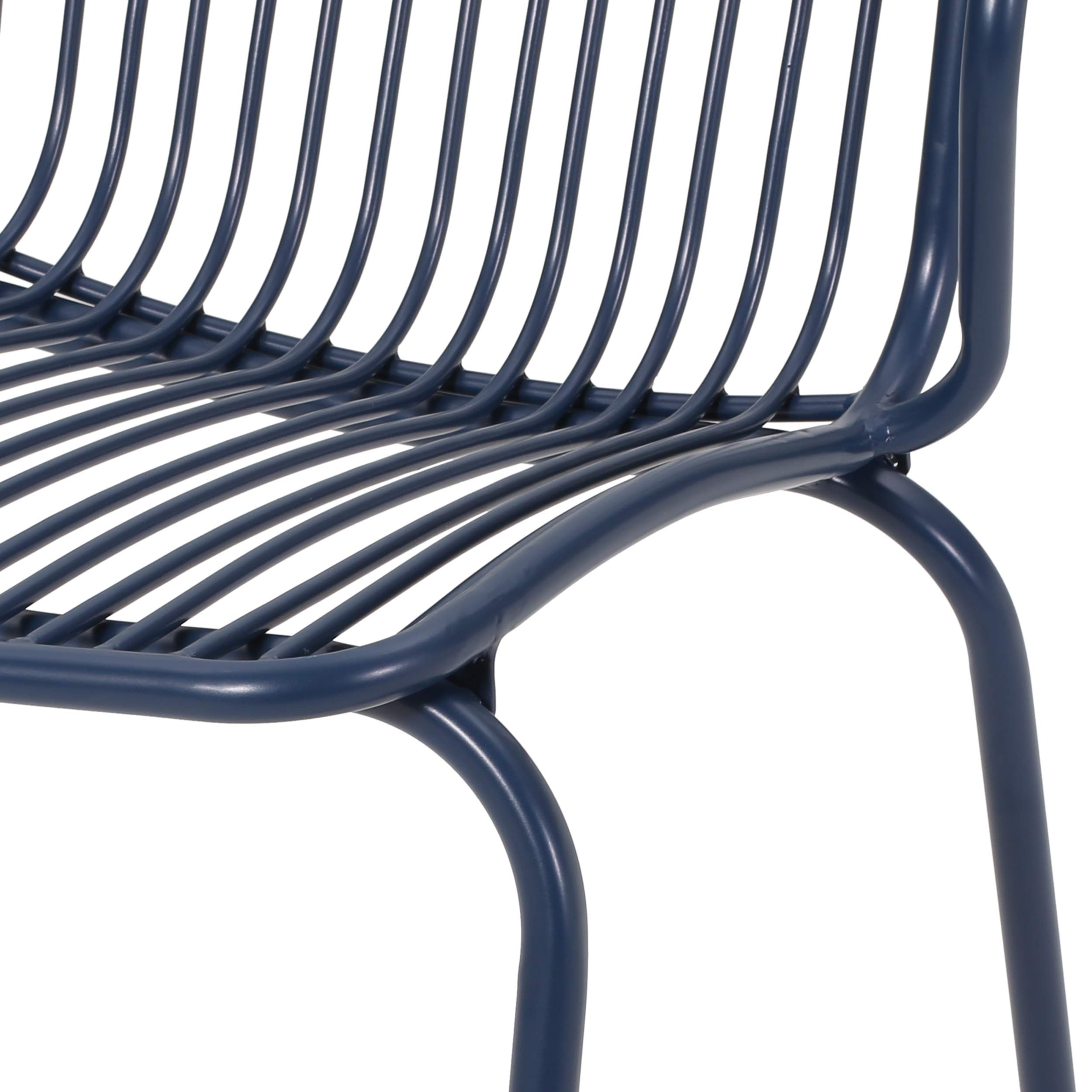 Modern Outdoor Iron Club Chairs (Set of 2) - Navy Blue Patio Furniture for Garden, Poolside & Backyard Relaxation - Weather-Resistant & Comfortable Seating
