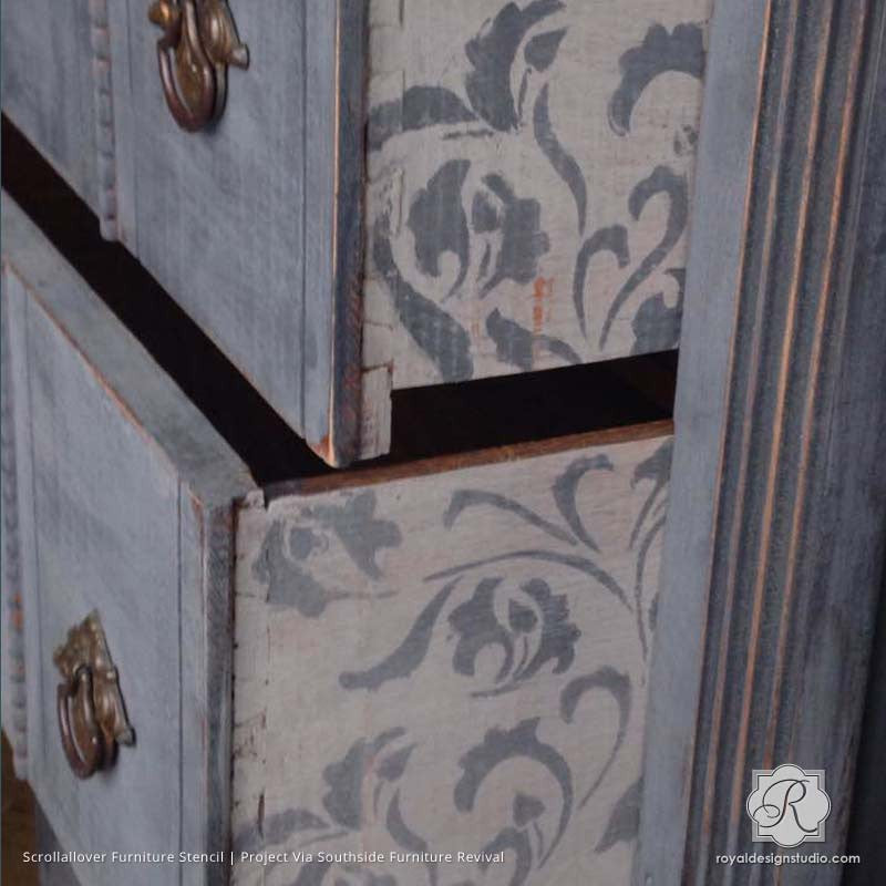 Scrollallover Furniture Stencil - Reusable DIY Wood Stencils for Painting & Decorating - Perfect for Home Decor, Cabinets, Walls, and DIY Craft Projects