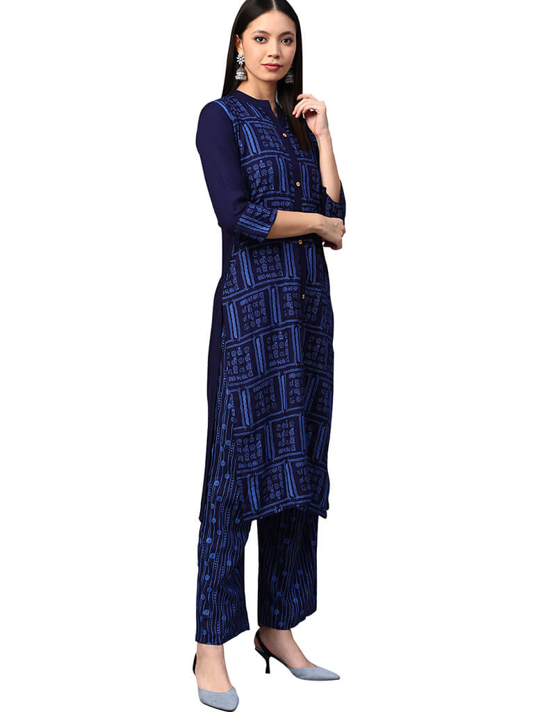 Blue Cotton Palazzo Straight Pants for Women - Comfortable Wide Leg Trousers for Casual Wear, Office & Travel
