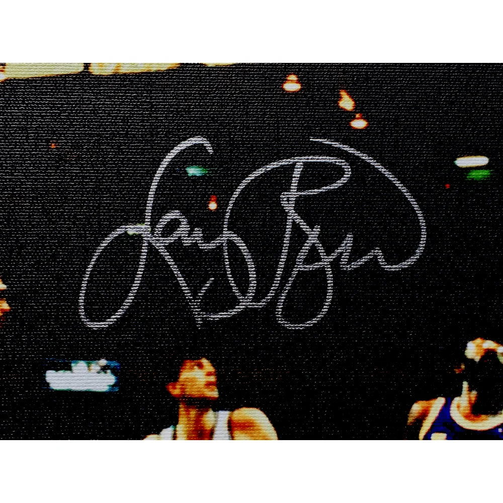 Larry Bird Autographed 20x24 Canvas - Celtics vs Lakers Game with JSA COA & Holo Autograph - Perfect for Sports Memorabilia Collectors and Celtics Fans
