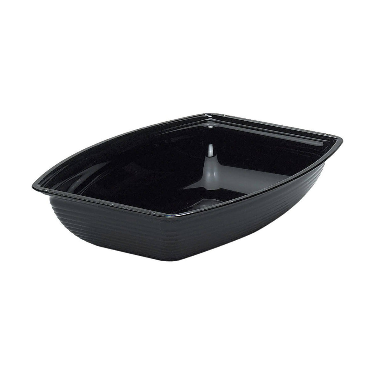 Cambro RSB912CW110 2.9 qt Black Rectangular Ribbed Serving Bowl - Durable Food Container for Restaurants, Catering & Home Kitchen Use