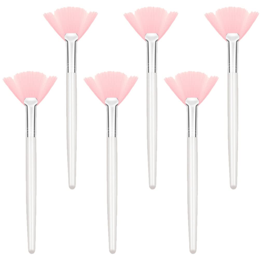 Uonlytech 6Pcs Fan Brush Set - Soft Facial Makeup Brushes for Mask Application, Foundation, Blush & Highlighter | Perfect for Professional Makeup Artists & DIY Beauty Enthusiasts