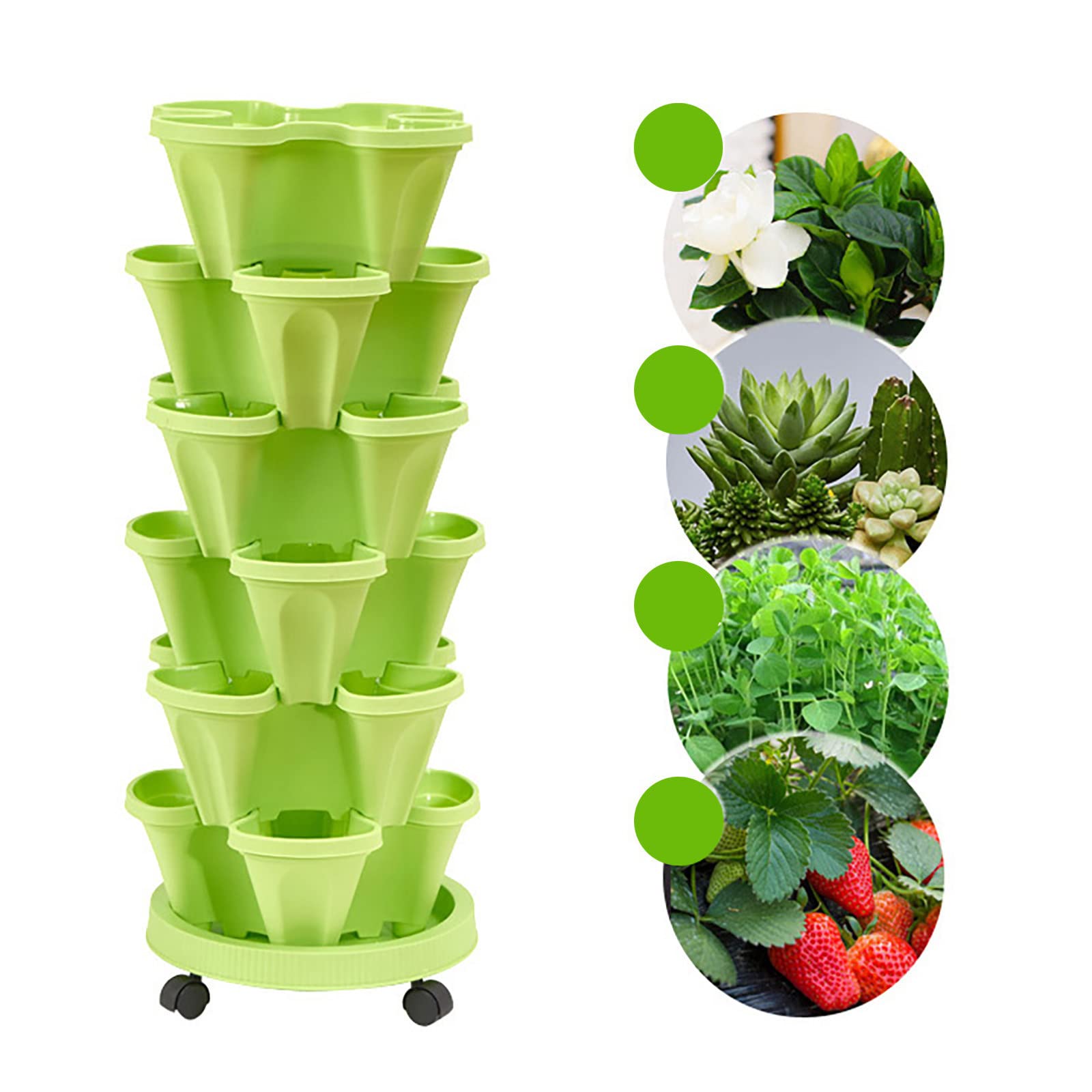 Aaihamo 3D Four-Petal Flower Pot with Water Curtain - Multi-Layer Stackable Planter for Indoor Plants (Green, One Size) - Perfect for Home Decor, Office Desk & Garden Display
