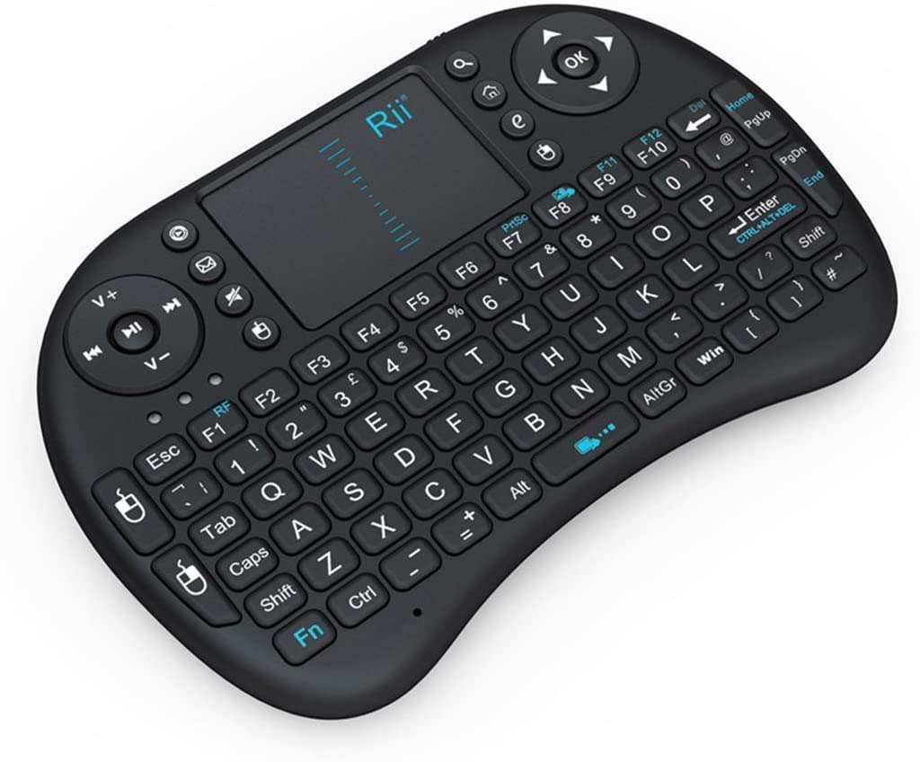 Rii I8 Mini 2.4Ghz Wireless Touchpad Keyboard with Built-in Mouse - Compatible with PC, Tablet, Xbox 360, PS3, Android TV Box, HTPC, IPTV (Black) - Perfect for Home Entertainment & Smart TV Control