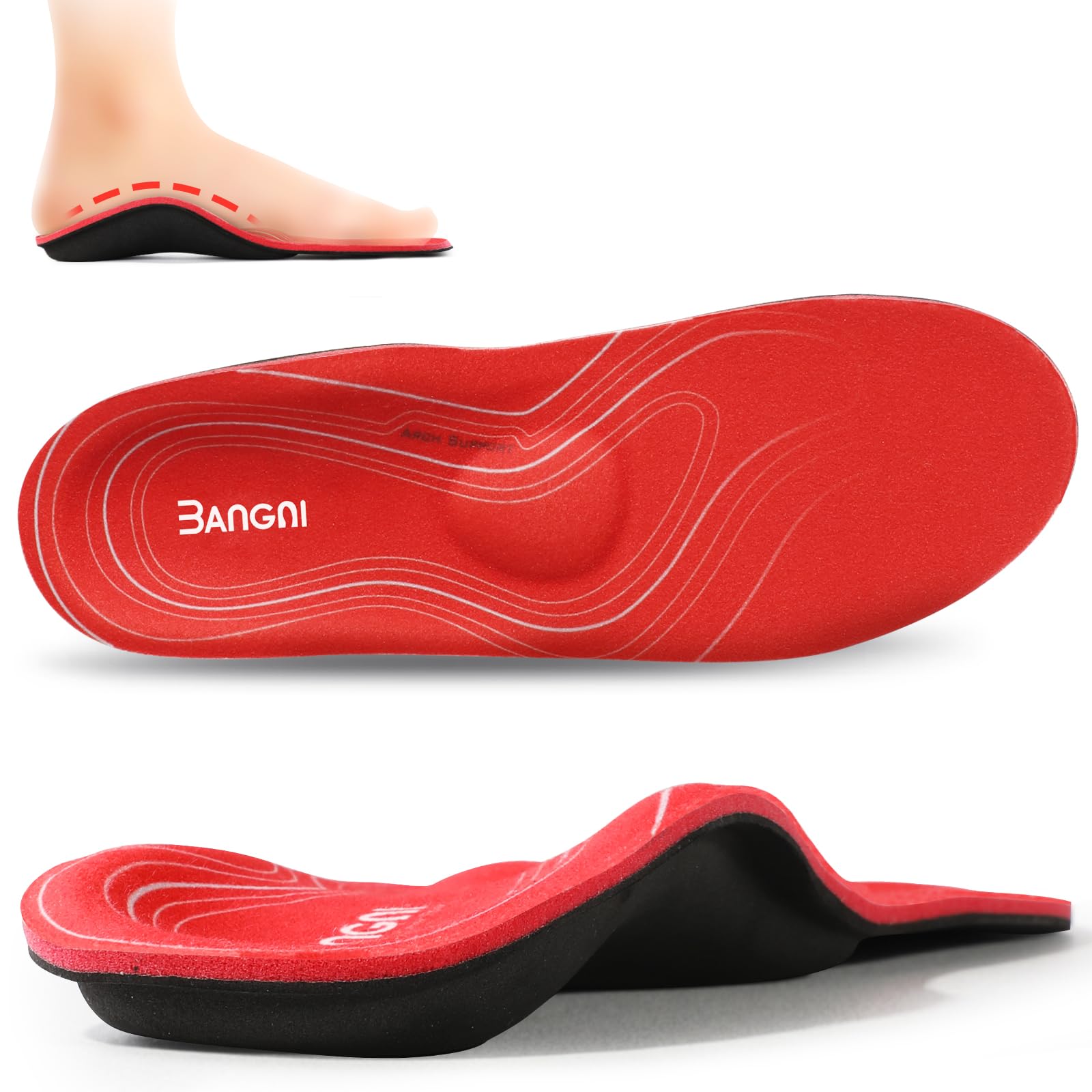 3ANGNI Orthotic Insoles for Plantar Fasciitis Relief - Arch Support Inserts for Flat Feet, High Arch & Pronation - Metatarsalgia Pain Relief - Unisex Orthopedic Shoe Insoles for Men & Women - Perfect for Running, Walking & Standing All Day