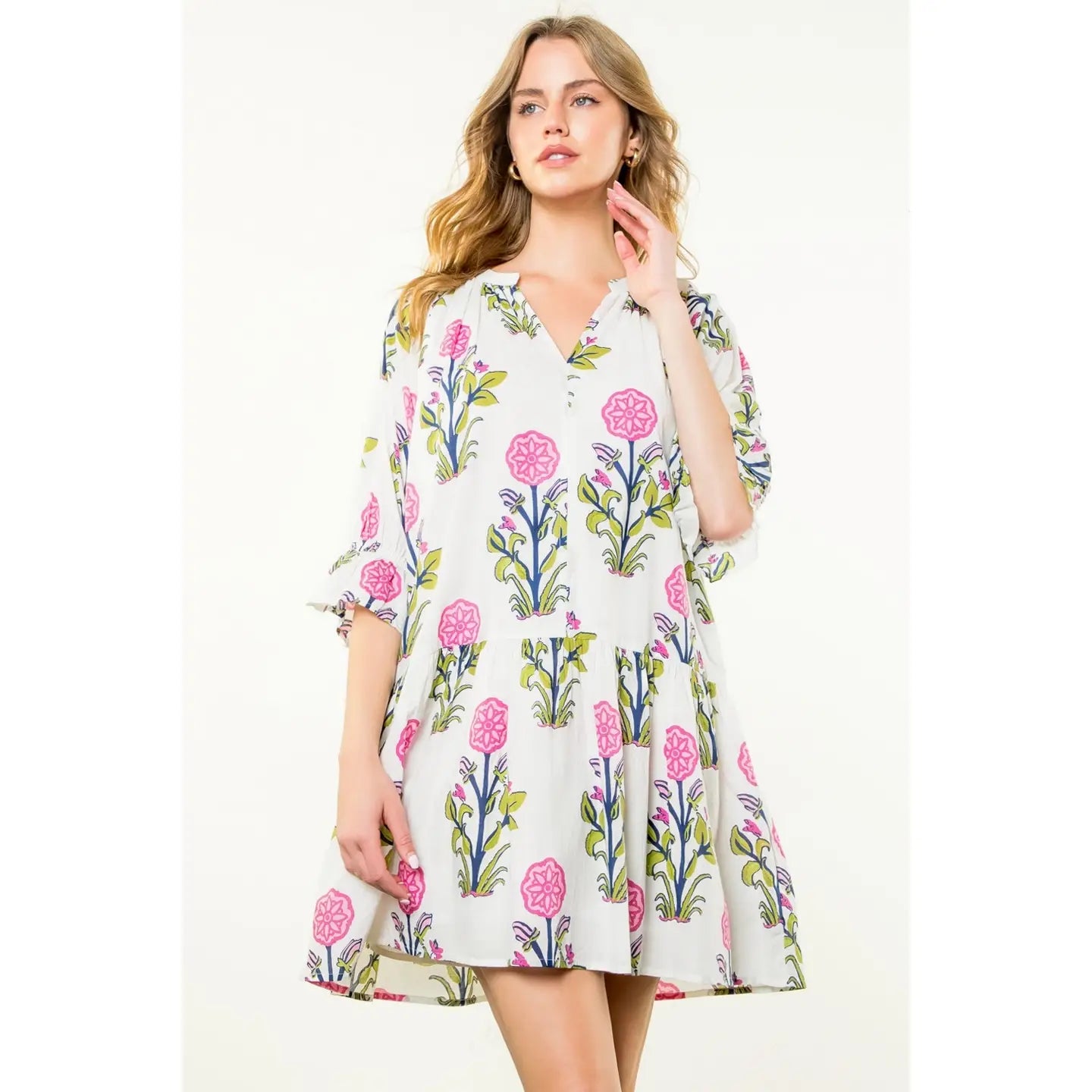 Etta Floral Dress for Women - Elegant Summer Flowy Maxi Dress with V-Neck & Ruffle Sleeves - Perfect for Beach Vacation, Wedding Guest, Party & Date Night