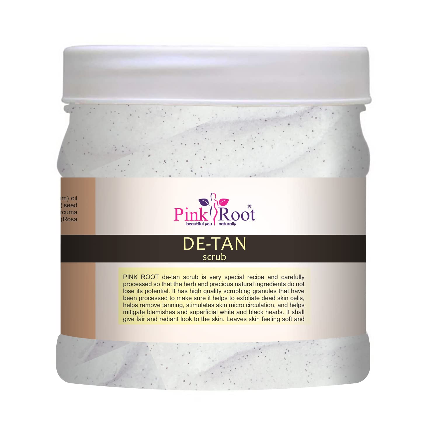 Pink Root DE-TAN Scrub with Milk & Honey Extract - 500gm Exfoliating Face & Body Scrub for Glowing Skin - Perfect for Daily Skincare & Post-Sun Care