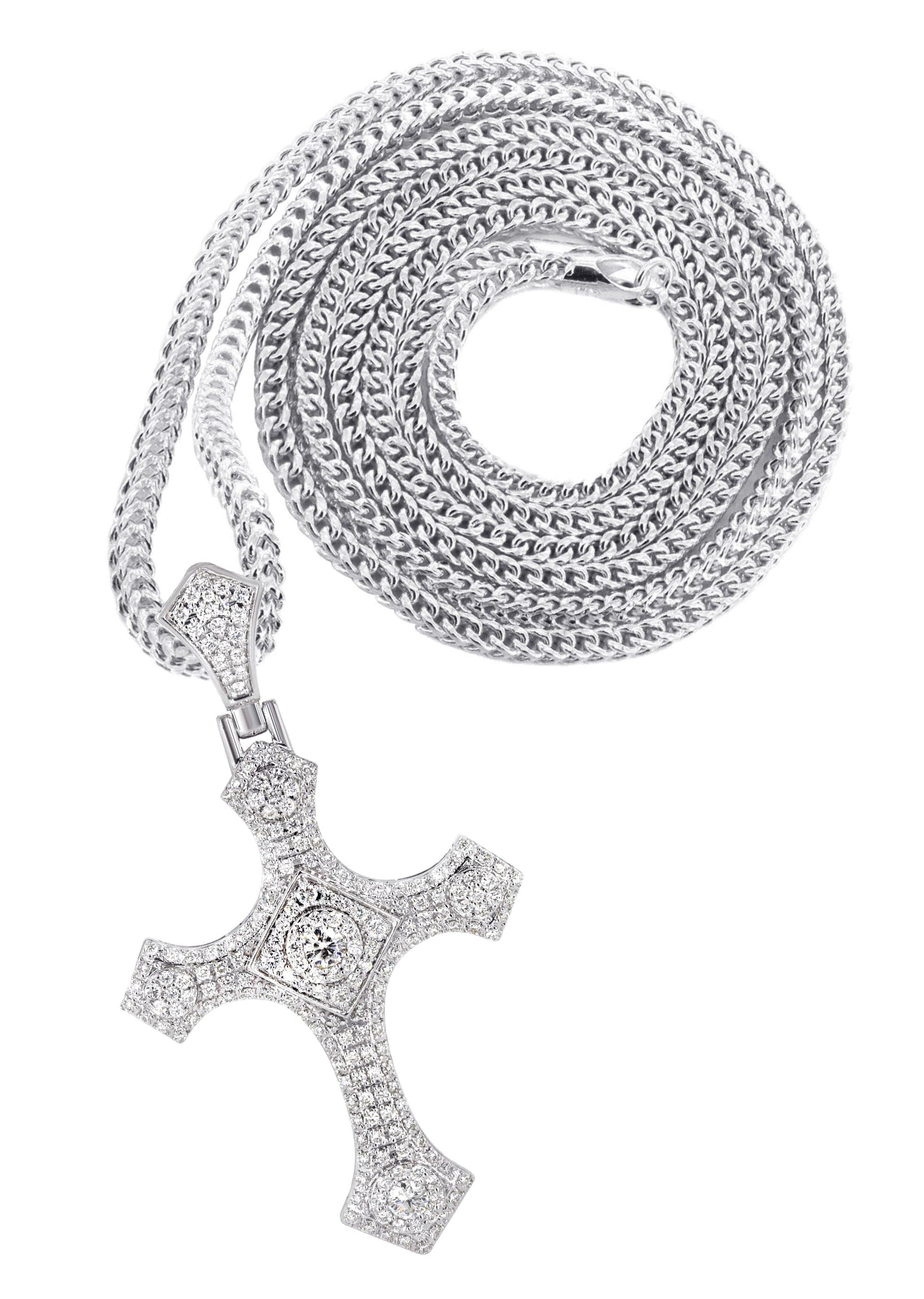 14K White Gold Diamond Cross Pendant Necklace - 1.46 Carat Genuine Diamond Jewelry for Women - Perfect for Christmas Gifts, Baptism, Confirmation & Everyday Elegance