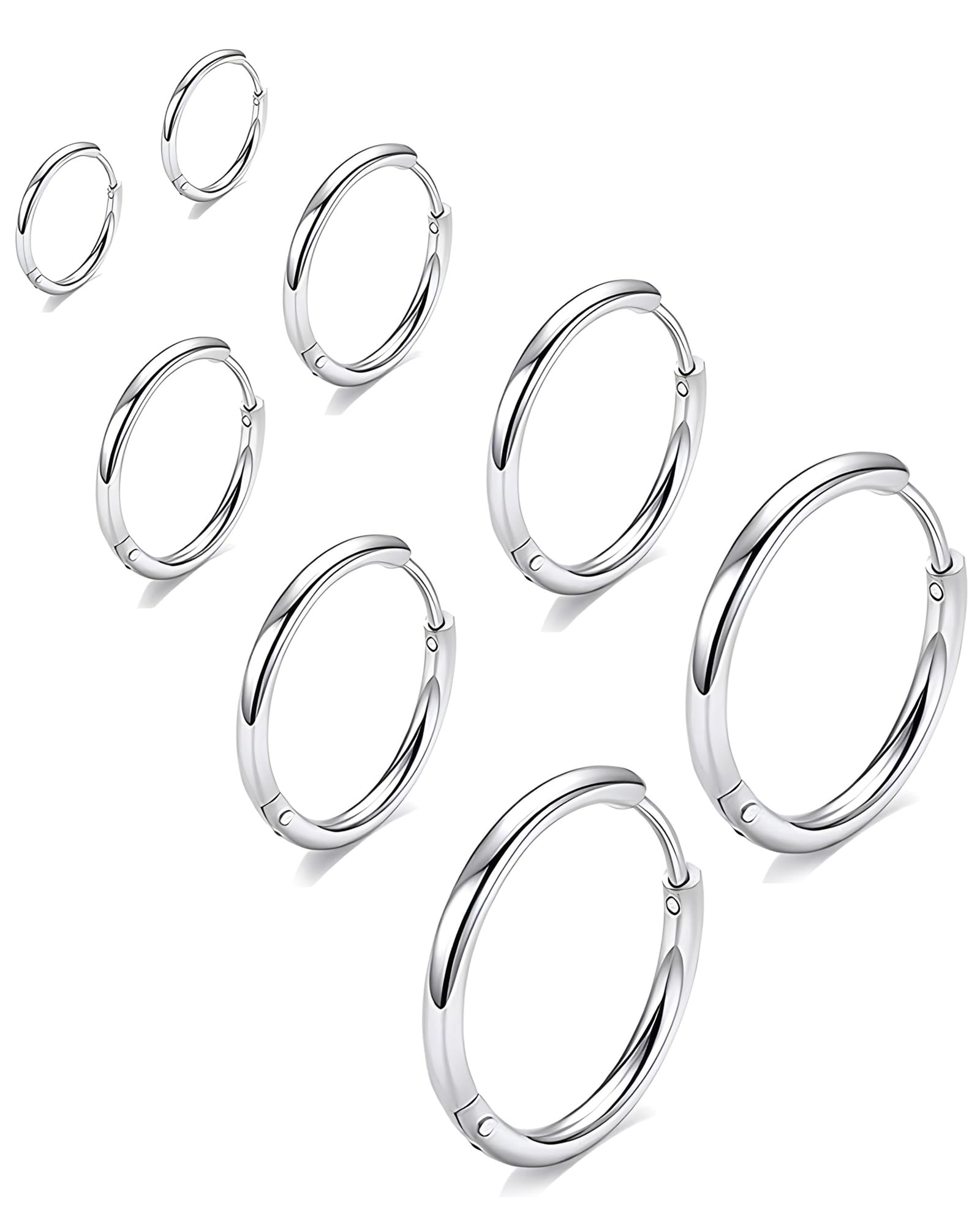 Hypoallergenic 316L Surgical Stainless Steel Huggie Hoop Earrings - 6mm to 14mm Sizes for Cartilage, Helix & Lobes - Hinged Sleeper Earrings for Men & Women - Perfect for Daily Wear, Work & Special Occasions