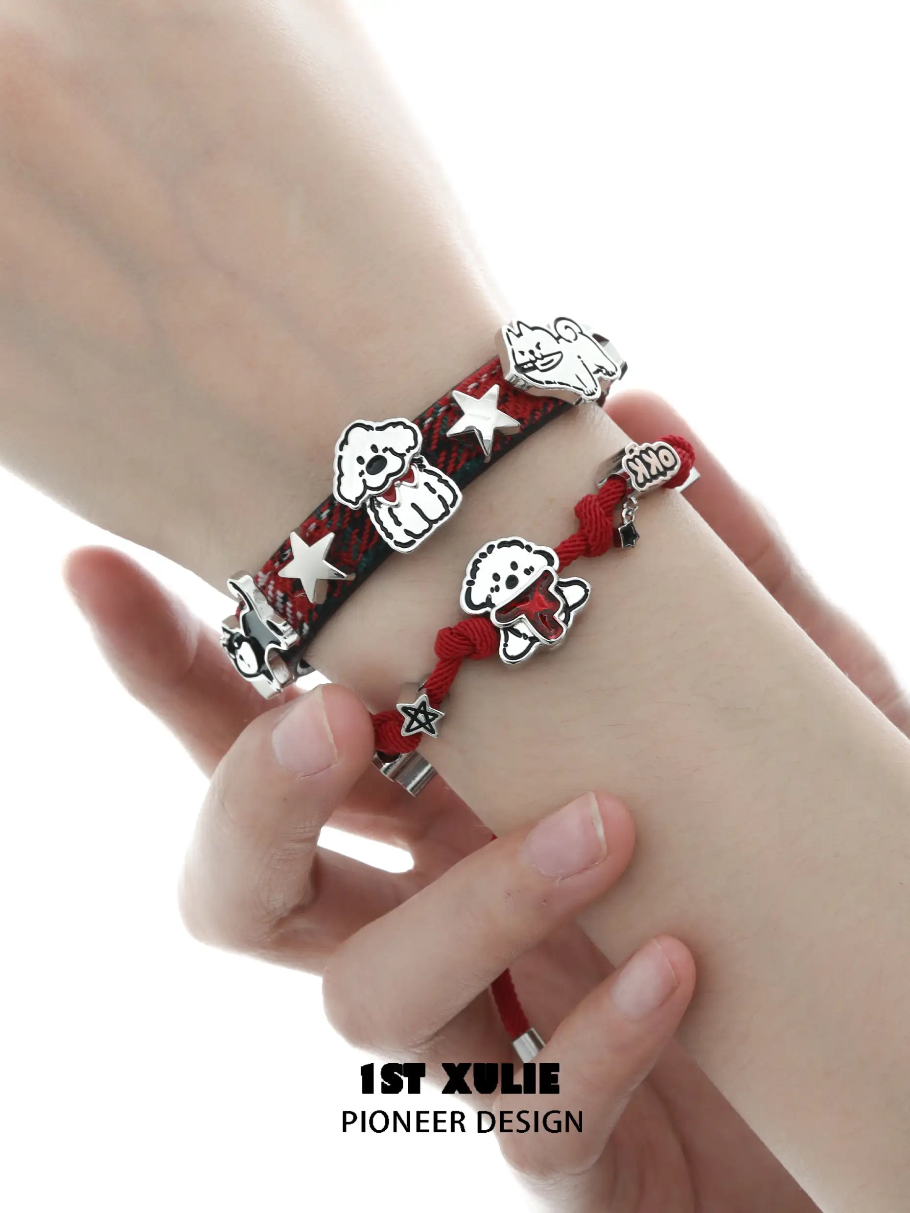 Graffiti Puppy 18k Gold Plated Milan Rope Bracelet for Women - Chinese New Year Spring Festival Jewelry Gift for Her, Birthday, Anniversary, Valentine's Day