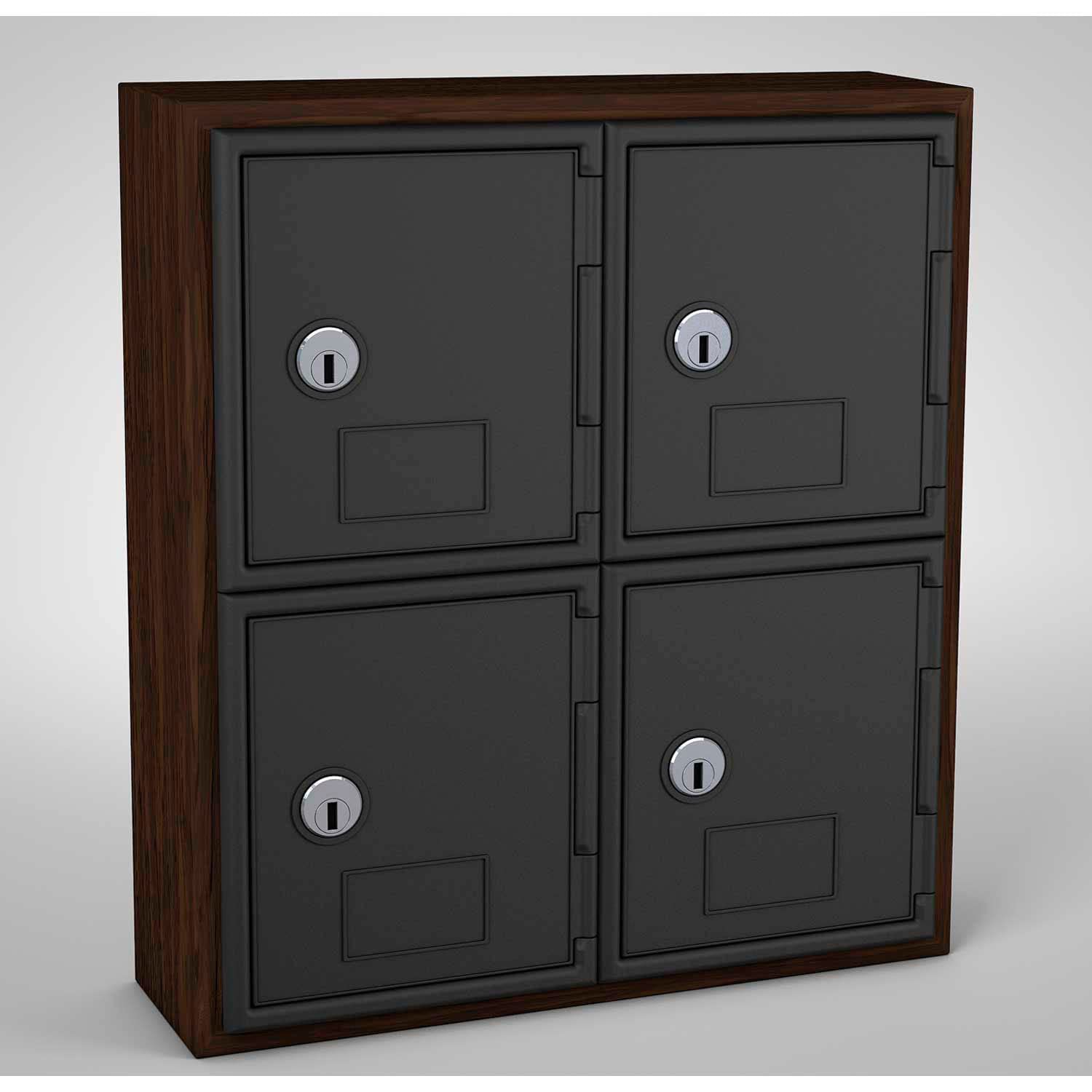 4-Door Wooden Cell Phone Locker for Schools & Offices - 12