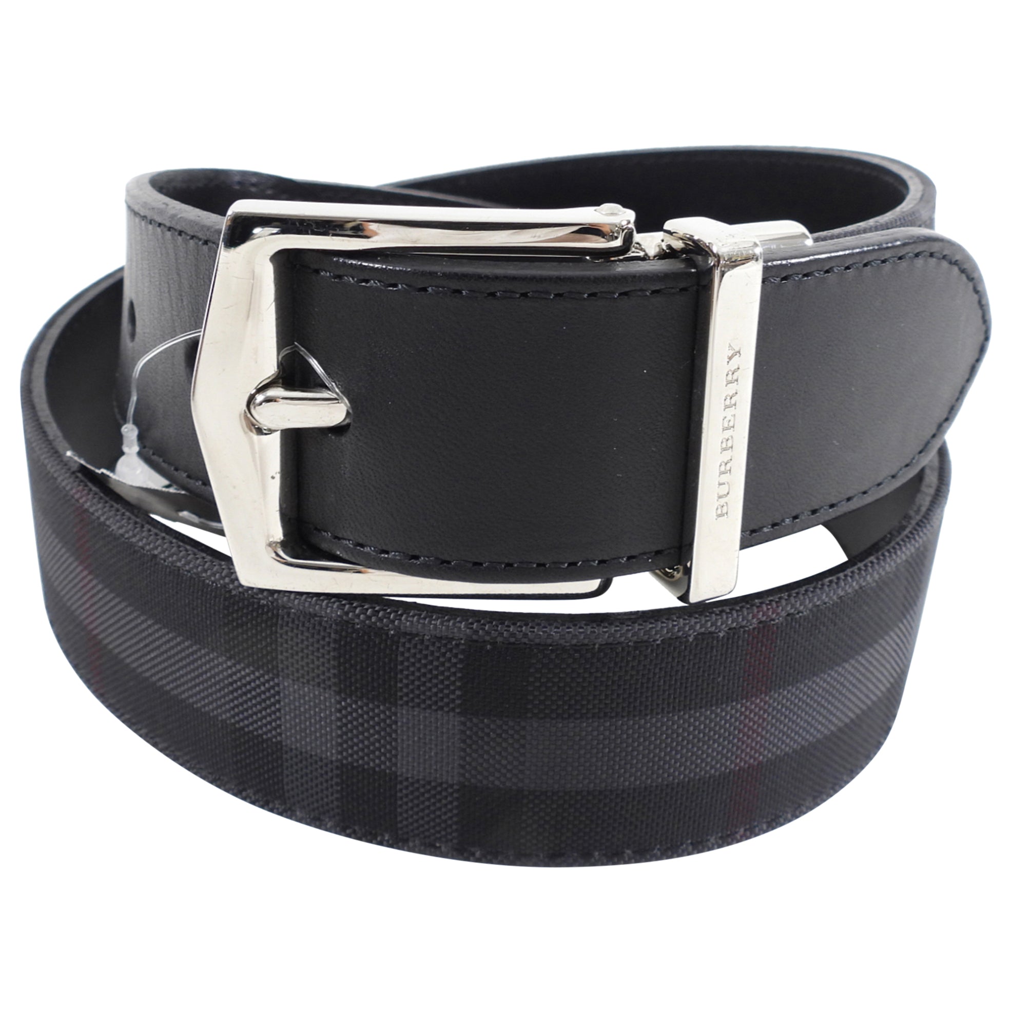 Burberry Black Nova Check & Leather Reversible Belt - 80/32 Size | Luxury Fashion Accessory for Men & Women | Perfect for Office, Parties & Formal Events