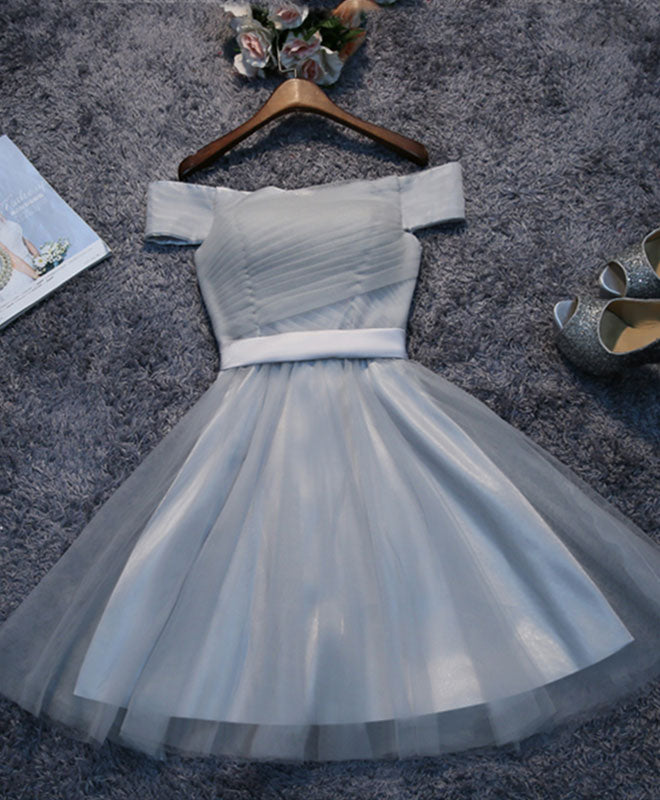 Elegant Gray Tulle Mini Prom Dress for Homecoming - Perfect for Dances, Parties & Special Occasions