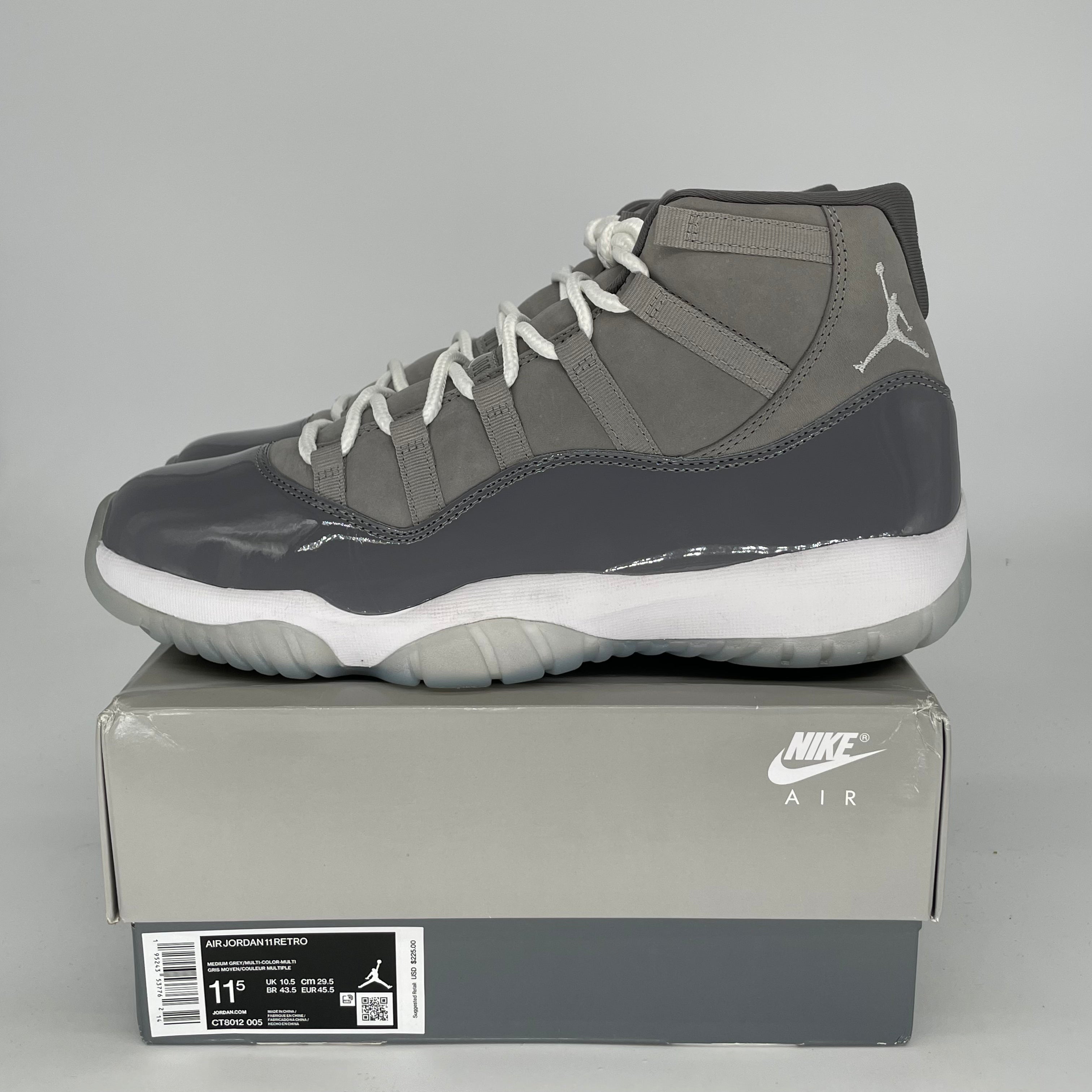 AIR JORDAN 11 RETRO COOL GREY MEN'S BASKETBALL SHOES SIZE 11.5 - CT8012-005 - Perfect for Sneaker Collectors & Basketball Players