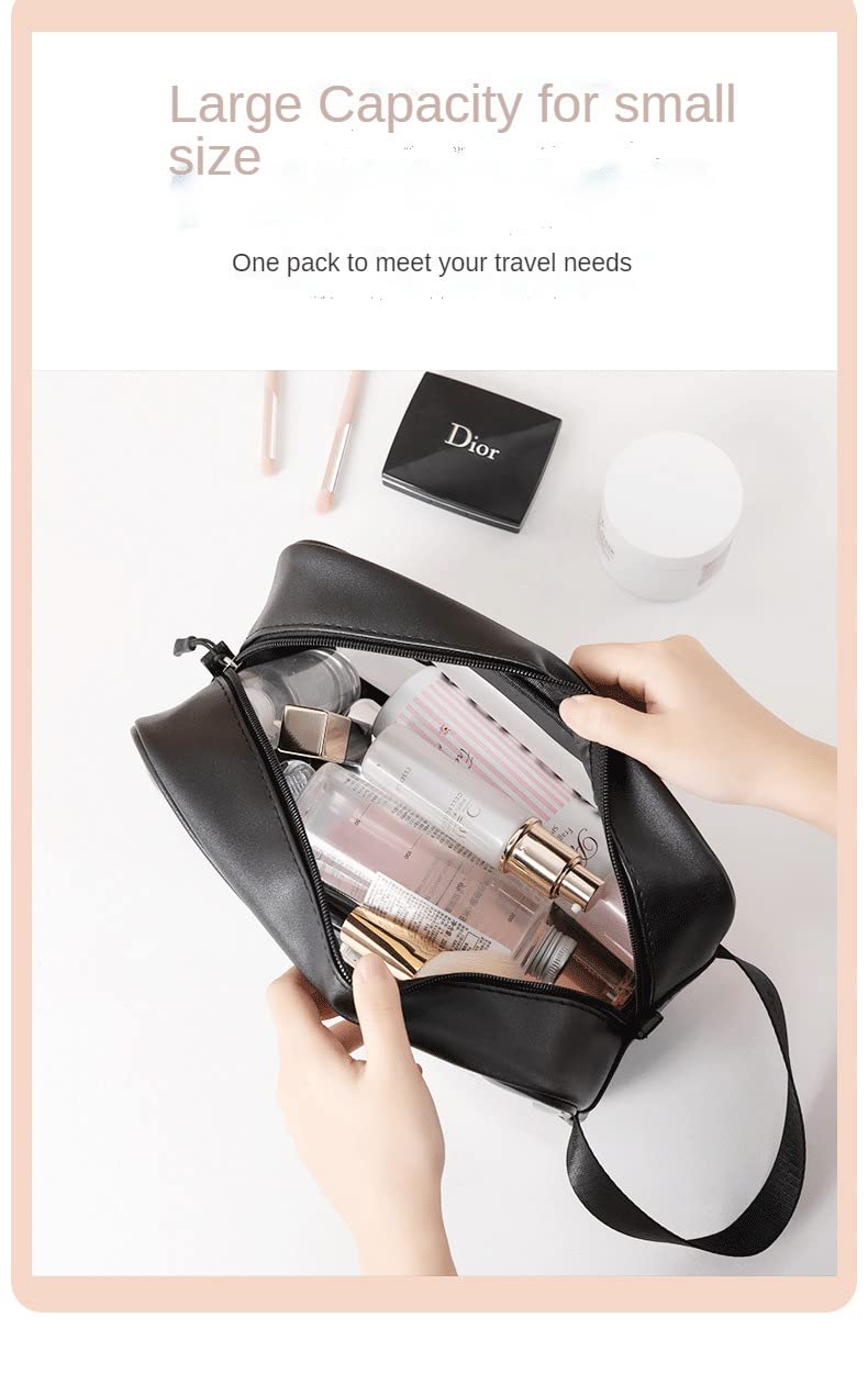 Large Black Multipurpose Cosmetic Organizer Bag for Women & Girls - Travel Makeup Pouch for Toiletries, Brushes & Beauty Essentials - Perfect for Vacation, Gym & Daily Use