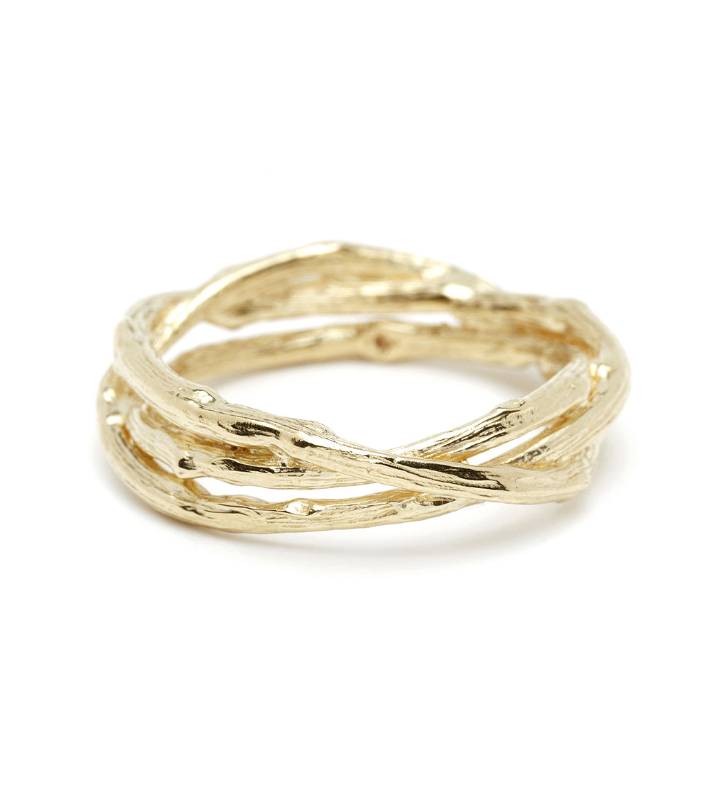 14K Gold Woven Branches Men's Wedding Band - Elegant & Durable Ring for Engagement, Anniversary & Special Occasions
