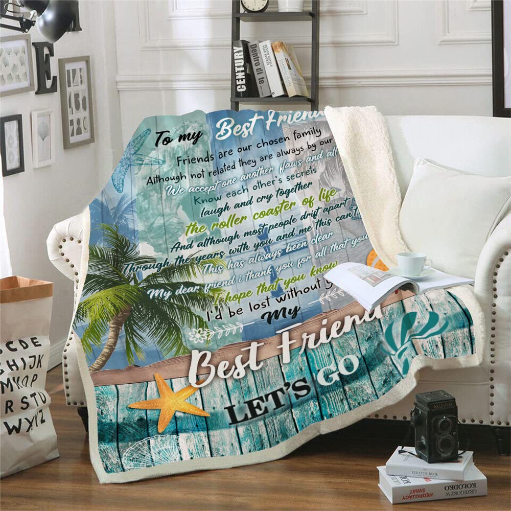 Bestie BFF Friendship Blanket - Soft & Cozy Throw Blanket for Best Friends, Perfect Christmas & Birthday Gift for Women - Great for Movie Nights, Sleepovers & Couple Cuddles