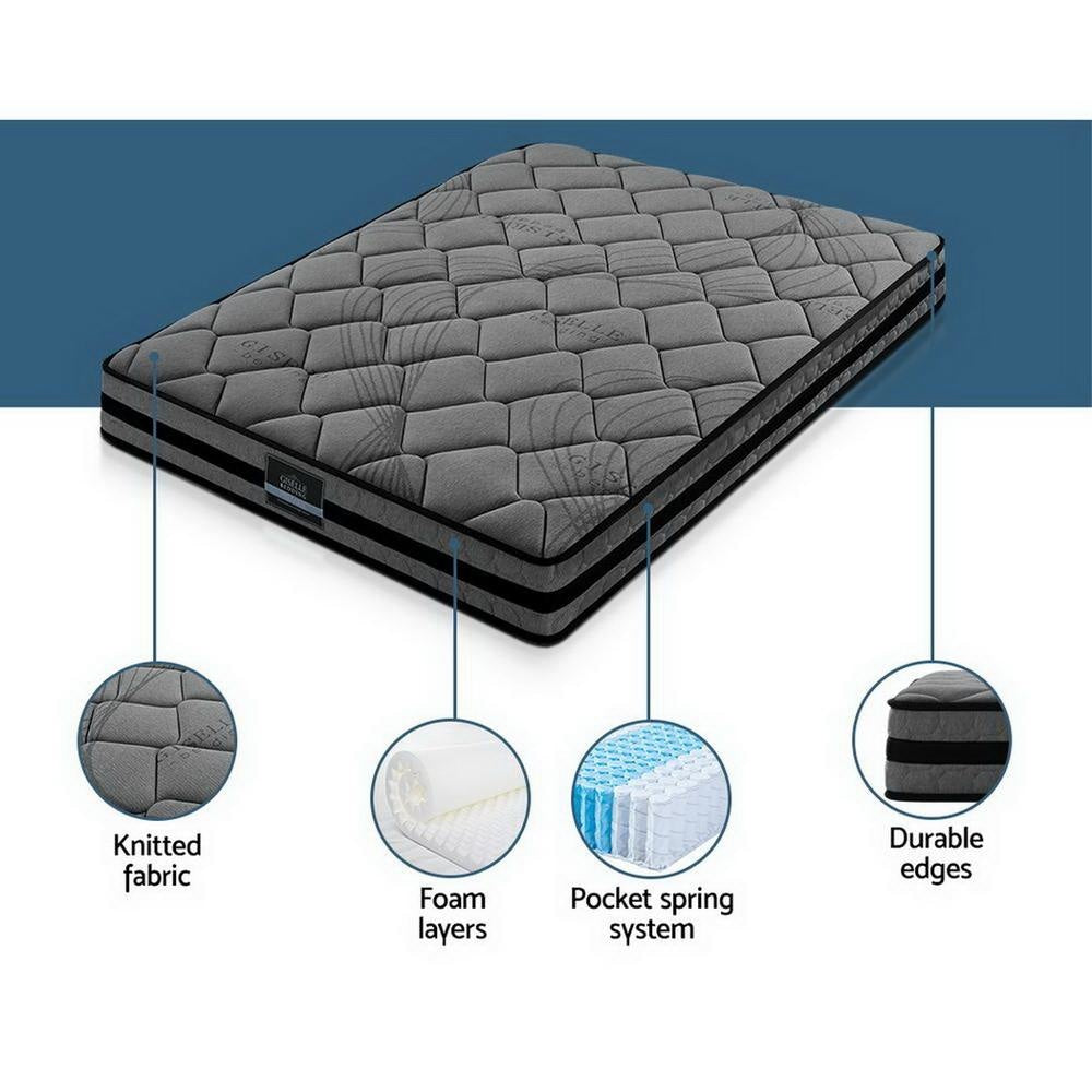 Premium 22cm Thick Bedding Wendell Pocket Spring Mattress - King Single Size for Ultimate Comfort | Perfect for Guest Rooms, Dorms & Small Bedrooms