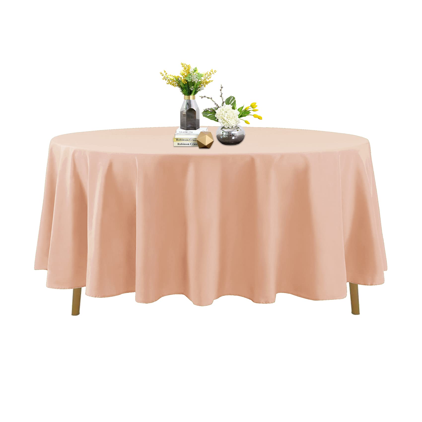 2 Pack 108 Inch Round Tablecloth - Stain & Wrinkle Resistant Washable Polyester Table Cover for Dining, Buffet & Wedding - Dusty Pink - Perfect for Home Decor, Party Decorations & Special Events
