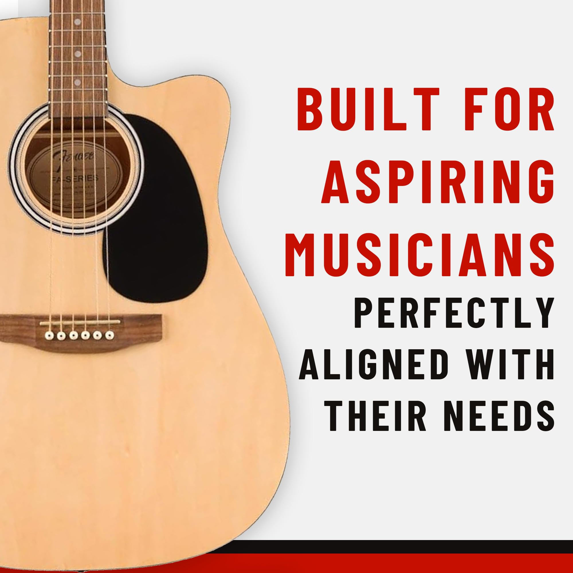 Fender Dreadnought Acoustic-Electric Guitar Natural Bundle with Hard Case, Strap, Strings, Picks & Austin Bazaar Instructional Video - Perfect for Beginners, Live Performances & Home Practice