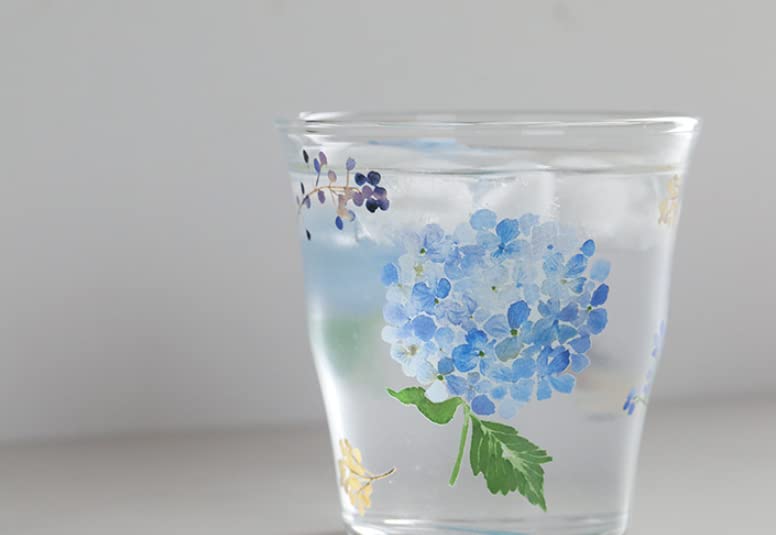 Blue Hydrangea Flower Pattern Glass Mug - Elegant Coffee & Tea Drinking Cup for Women, Perfect Gift for Wife & Girls - Ideal for Home, Office & Gifts