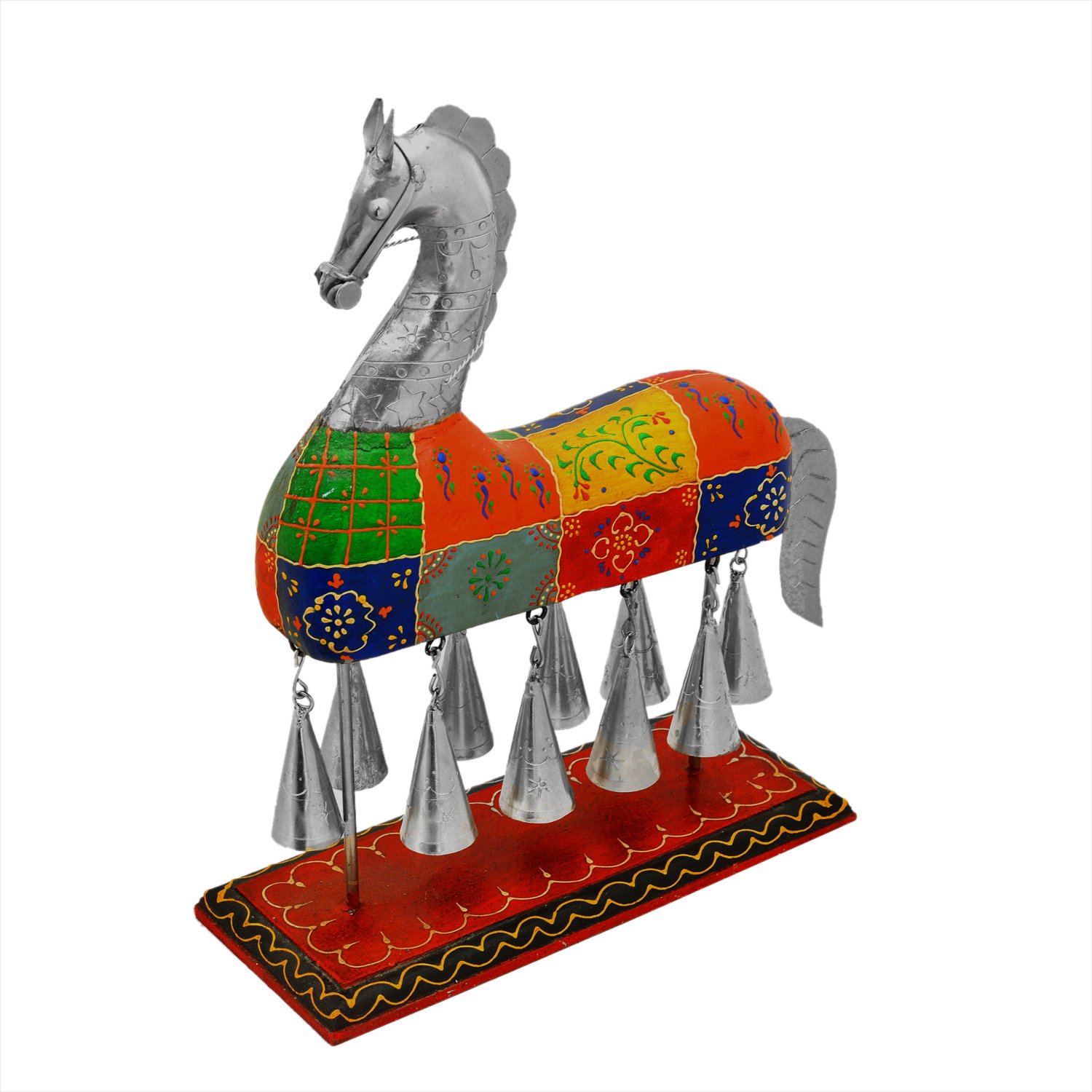Handmade Rajasthani Wood & Metal Horse Bells - Traditional Indian Home Decor for Wall, Table, Office & Living Room | Perfect Gift for Weddings, Housewarming & Festivals