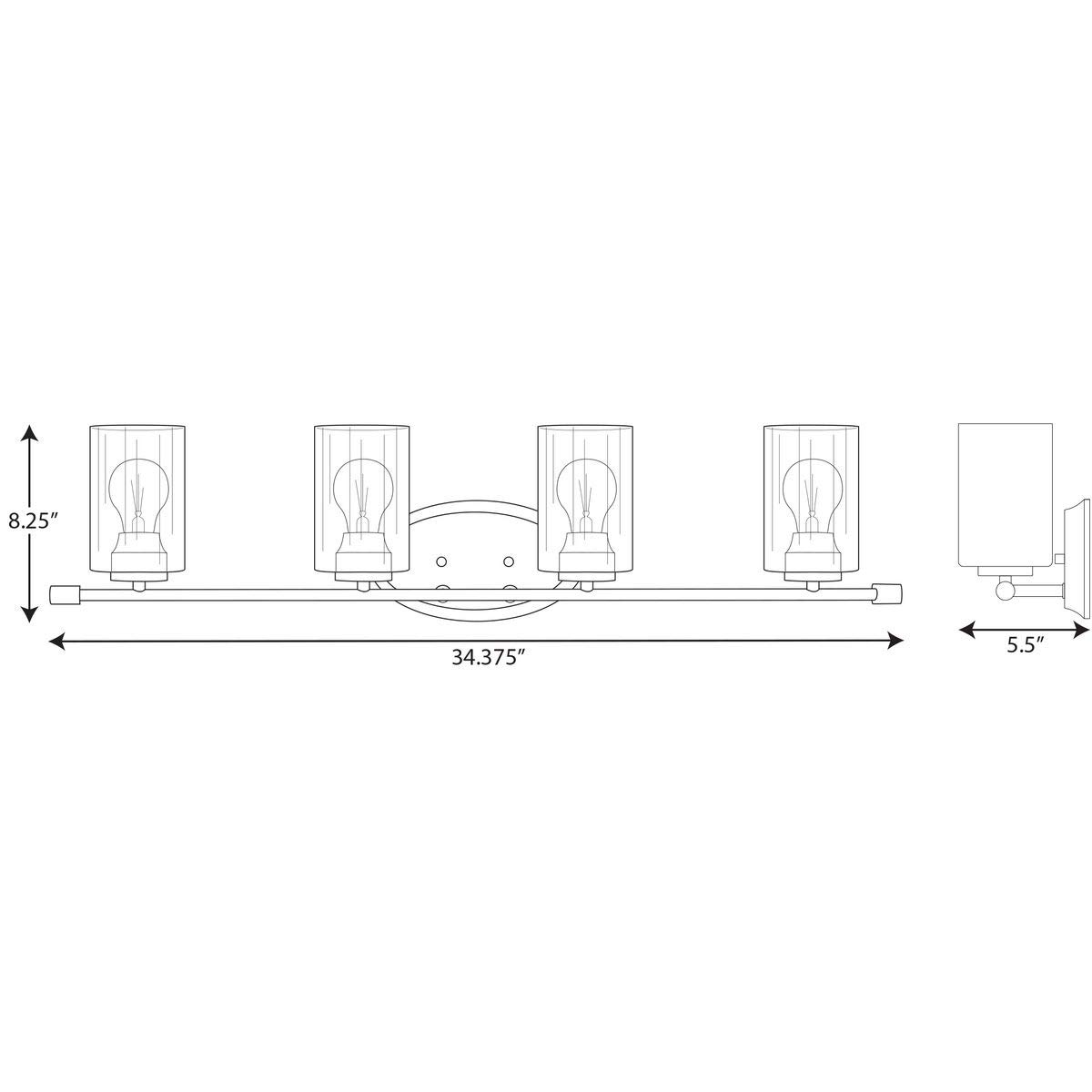 Progress Lighting Riley Collection 4-Light Clear Glass Modern Bathroom Vanity Light Fixture in Brushed Nickel - Perfect for Bathroom Mirror Lighting and Modern Home Decor