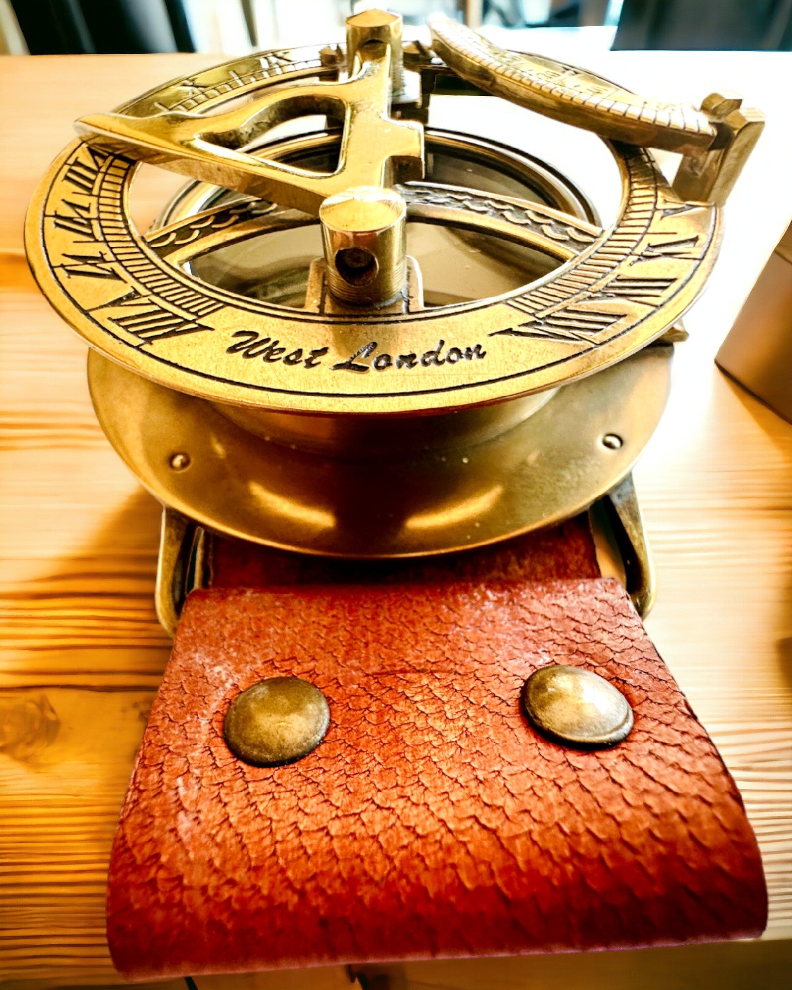 Vintage Sundial Compass Watch - Engravable Antique Style Wristwatch with Functional Compass | Perfect for Outdoor Adventures, Hiking, Camping & Unique Gifts