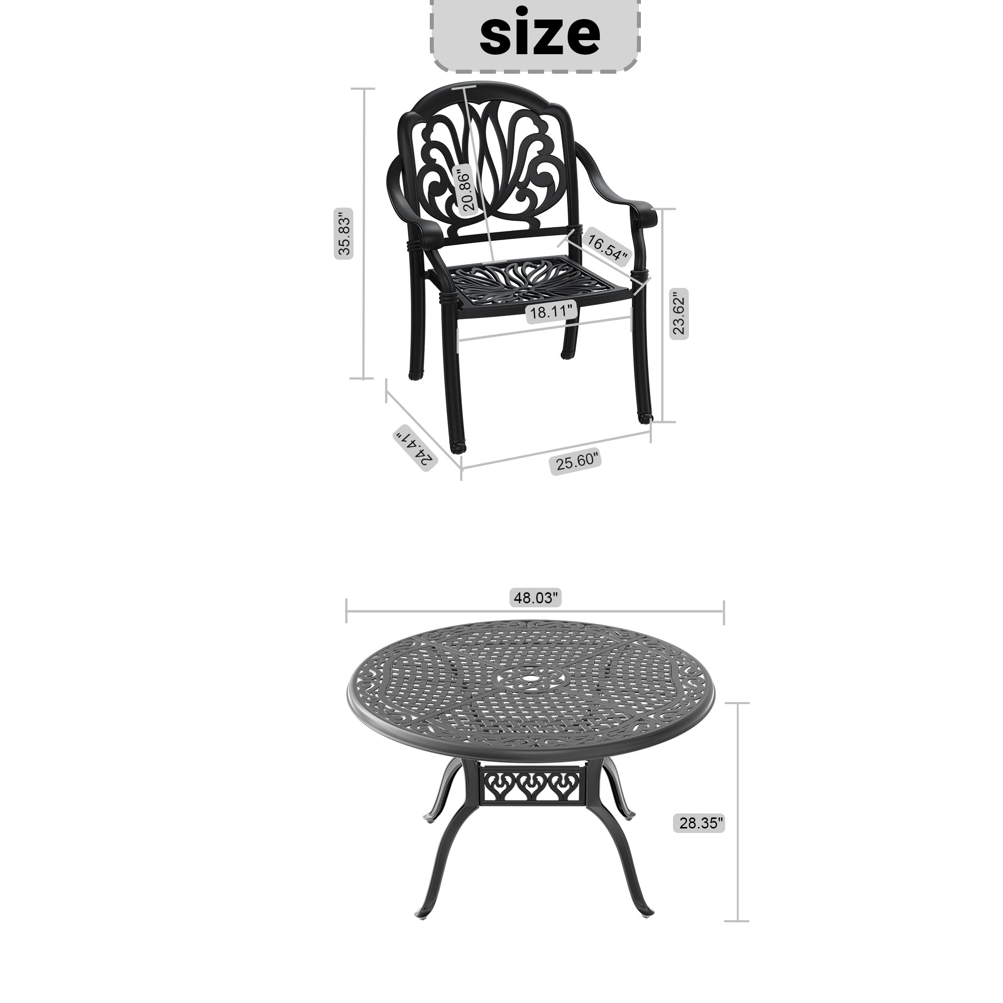 5-Piece Cast Aluminum Patio Furniture Set with Cushions (Random Colors) - Durable Outdoor Seating for Garden, Poolside & Backyard Relaxation