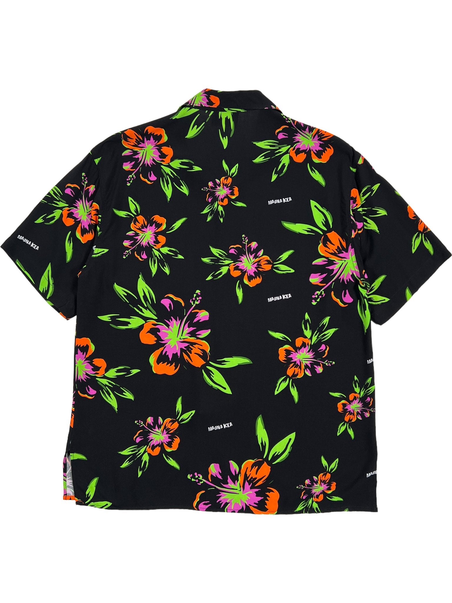 Mauna Kea Mku142 Floral Print Black Shirt for Men - Casual Hawaiian Style Button Up Shirt for Beach, Summer & Vacation Wear
