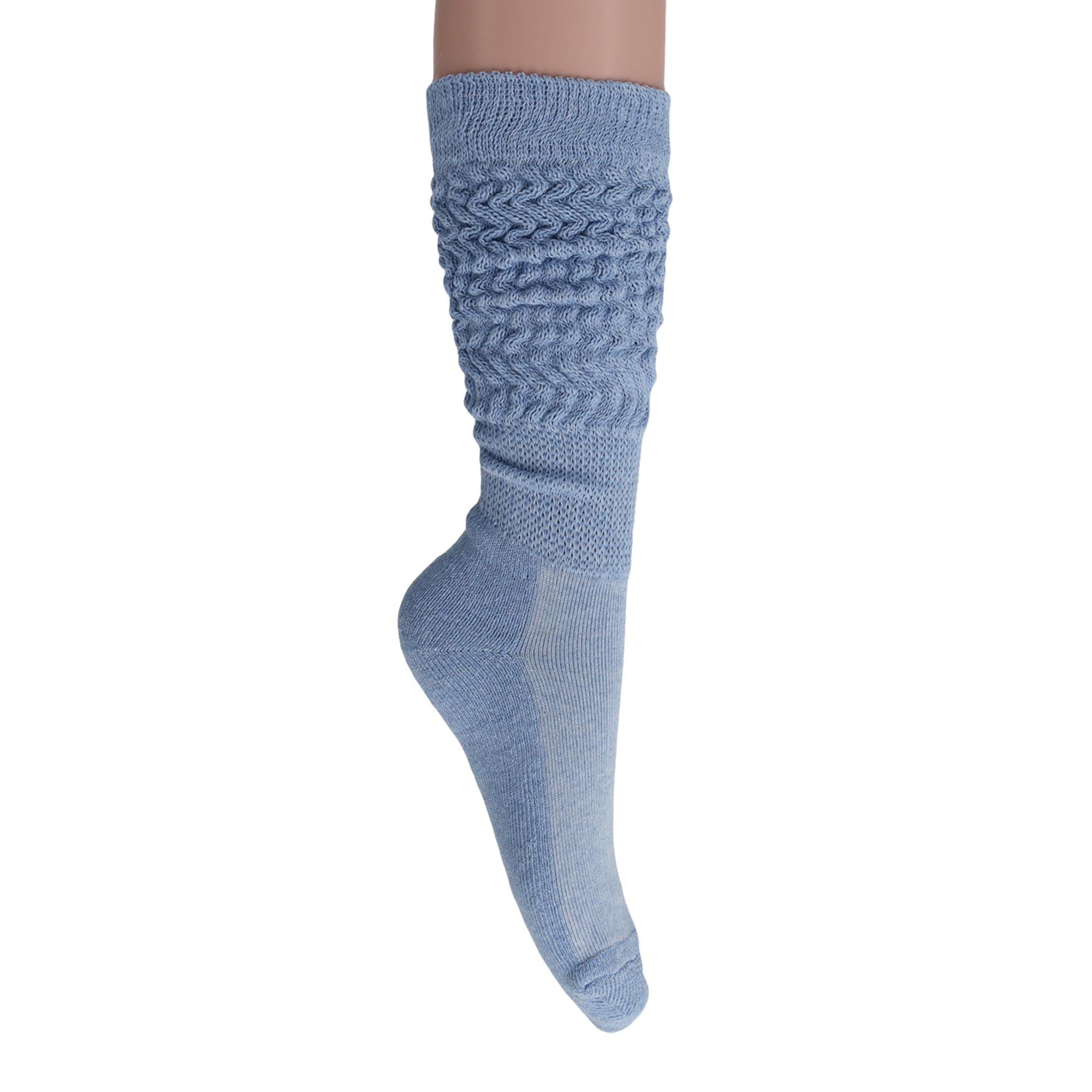 American Made Slouch Socks - Extra Long Cotton Knee High Scrunch Socks for Women & Men | Heavy Warm Winter Socks for Boots, Lounge & Cold Weather